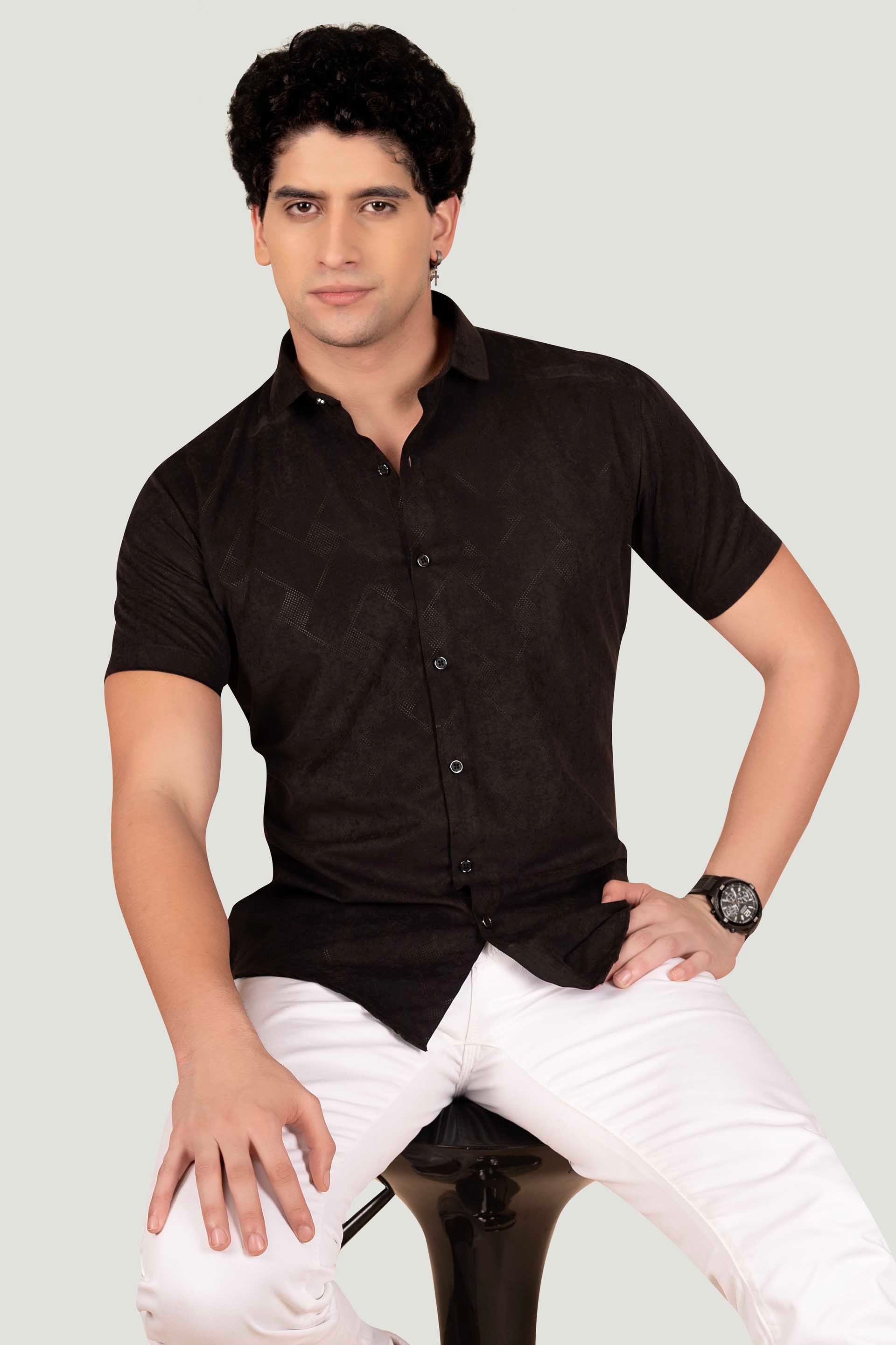 elegant-oliver-black-textured-solid-shirt
