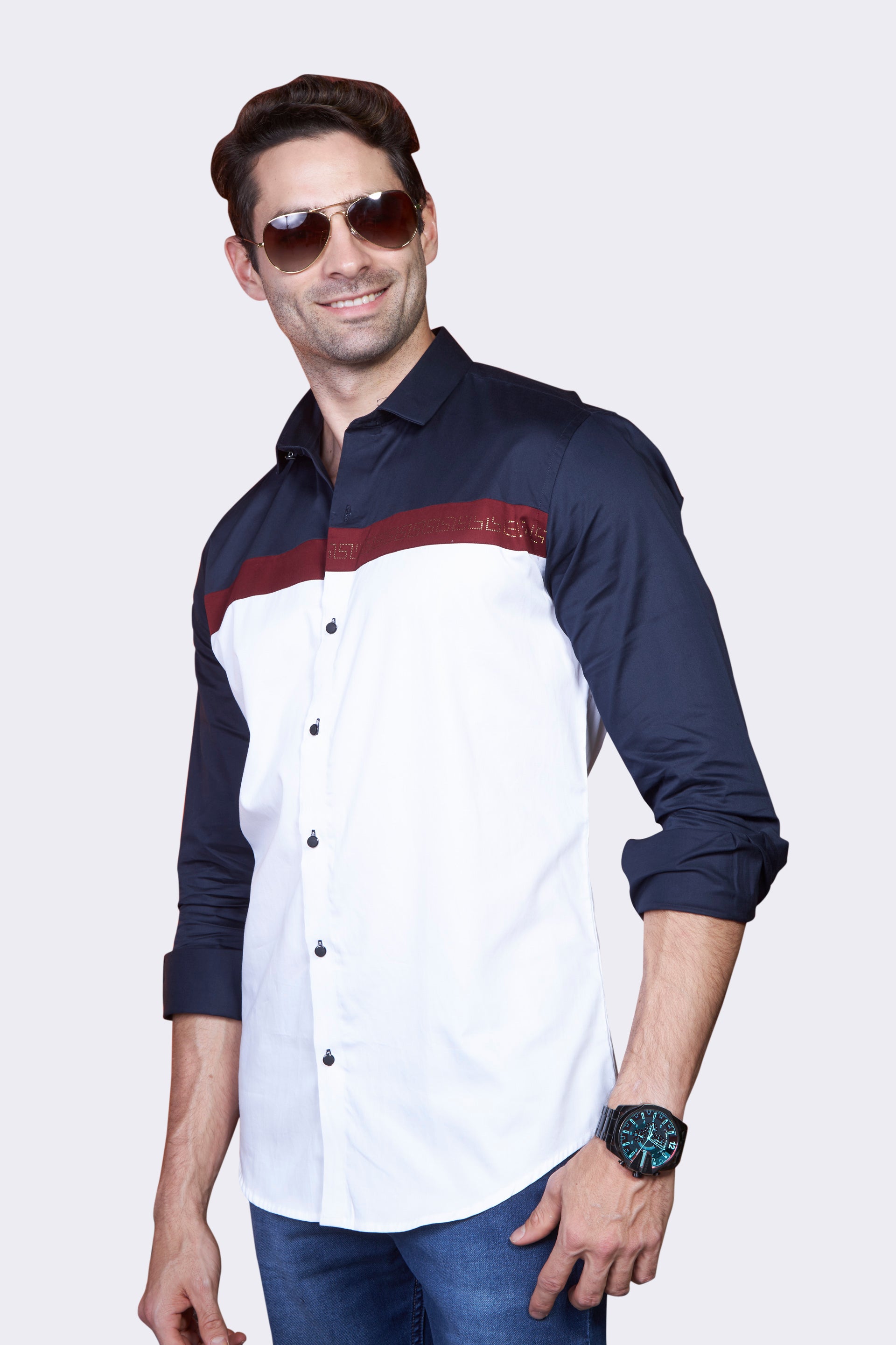 elegant-ultramarine-white-fusion-party-wear-shirt