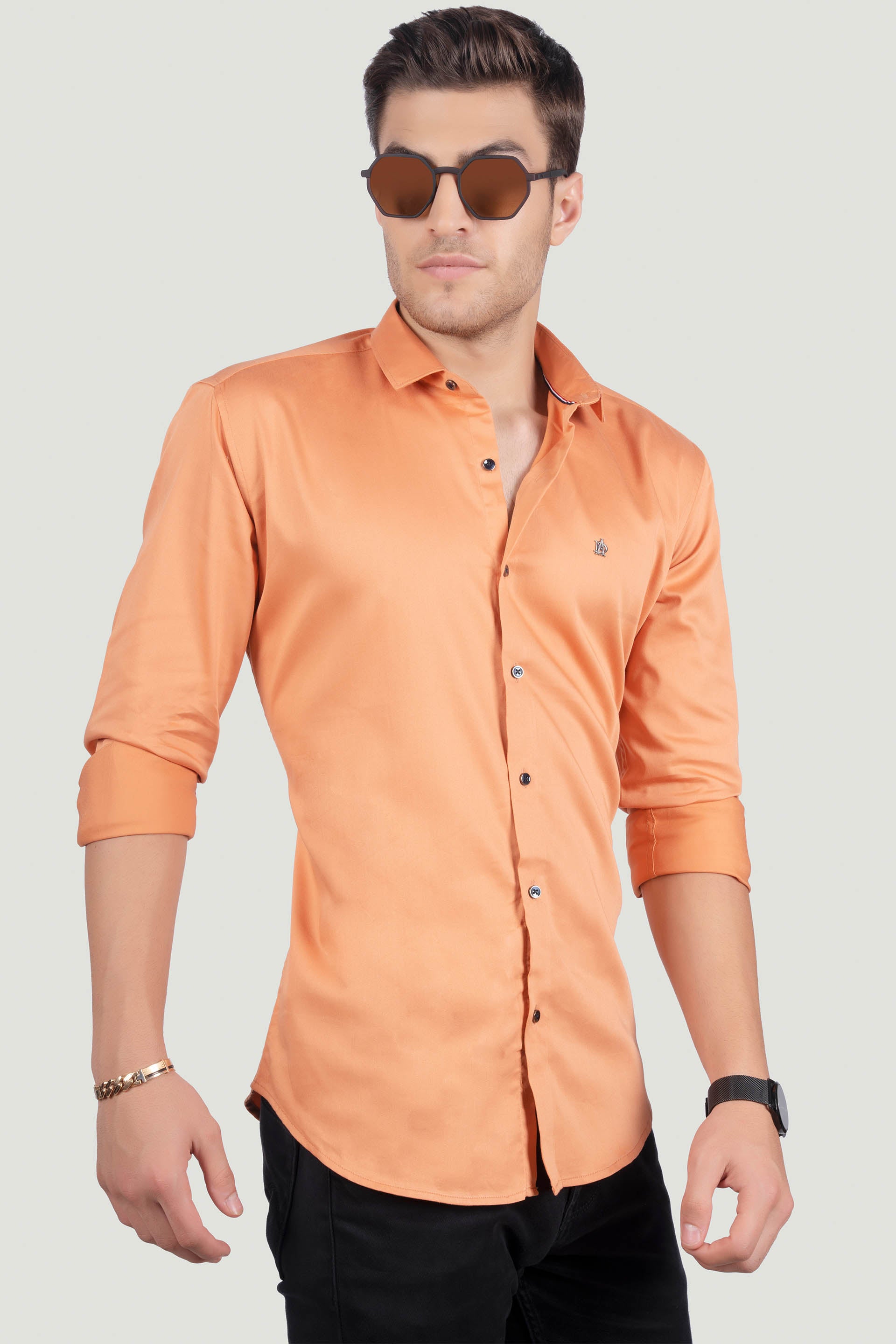 emerging-ferdinando-orange-solid-shirt