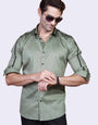 FOREST BOTTLE GREEN SOLID TRIM PARTY WEAR SHIRT