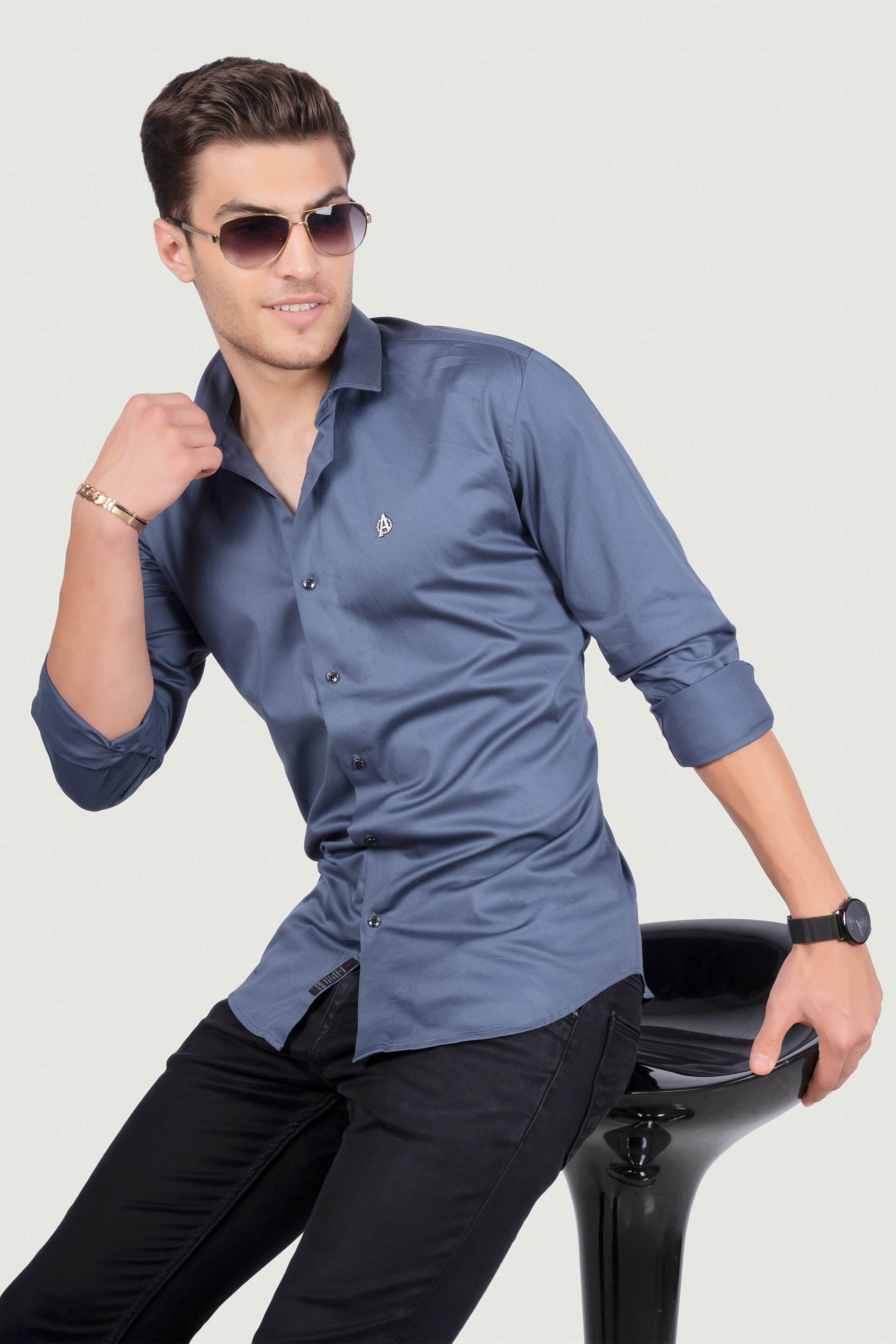 graceful-remo-blue-solid-shirt