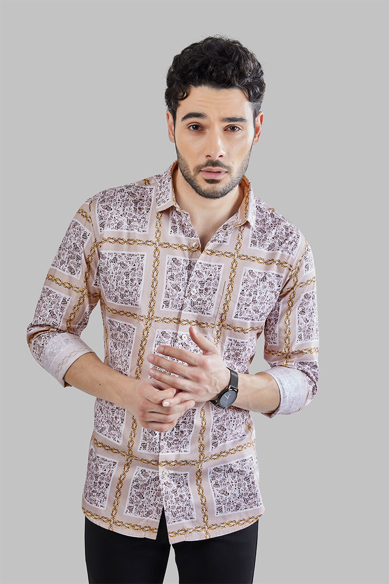 heinrich-cream-checkered-abstract-printed-shirt