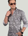 JOVANNI WHITE GEOMETRIC PRINTED SHIRT