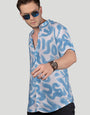 Kingsley Sky Blue Viscose Print - Resort Shirt