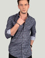 LANDYN BLUE GEOMETRIC PRINTED SHIRT