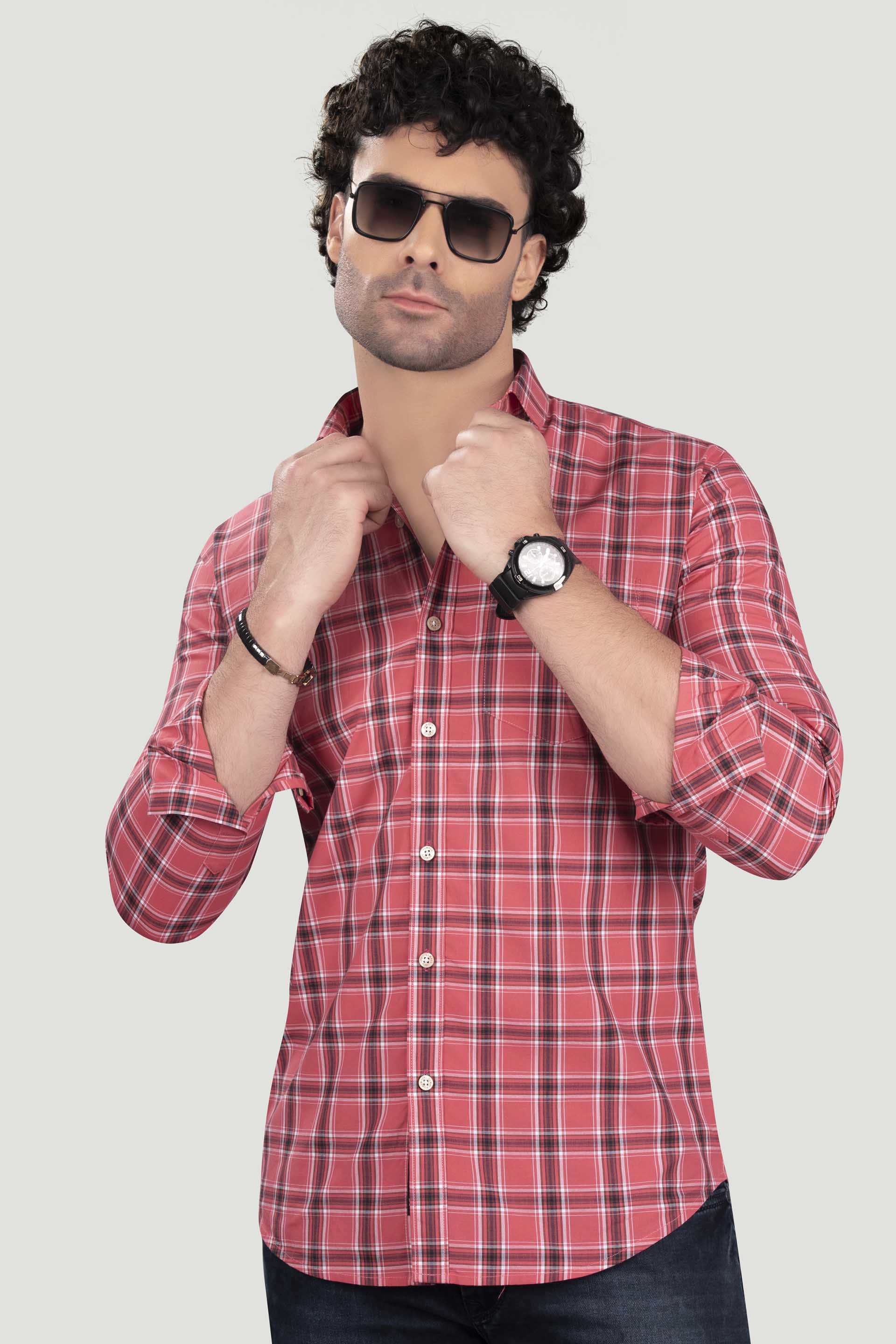 miron-pink-cotton-check-shirt