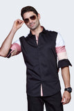 modest-tricolor-sleeves-black-party-wear-shirt