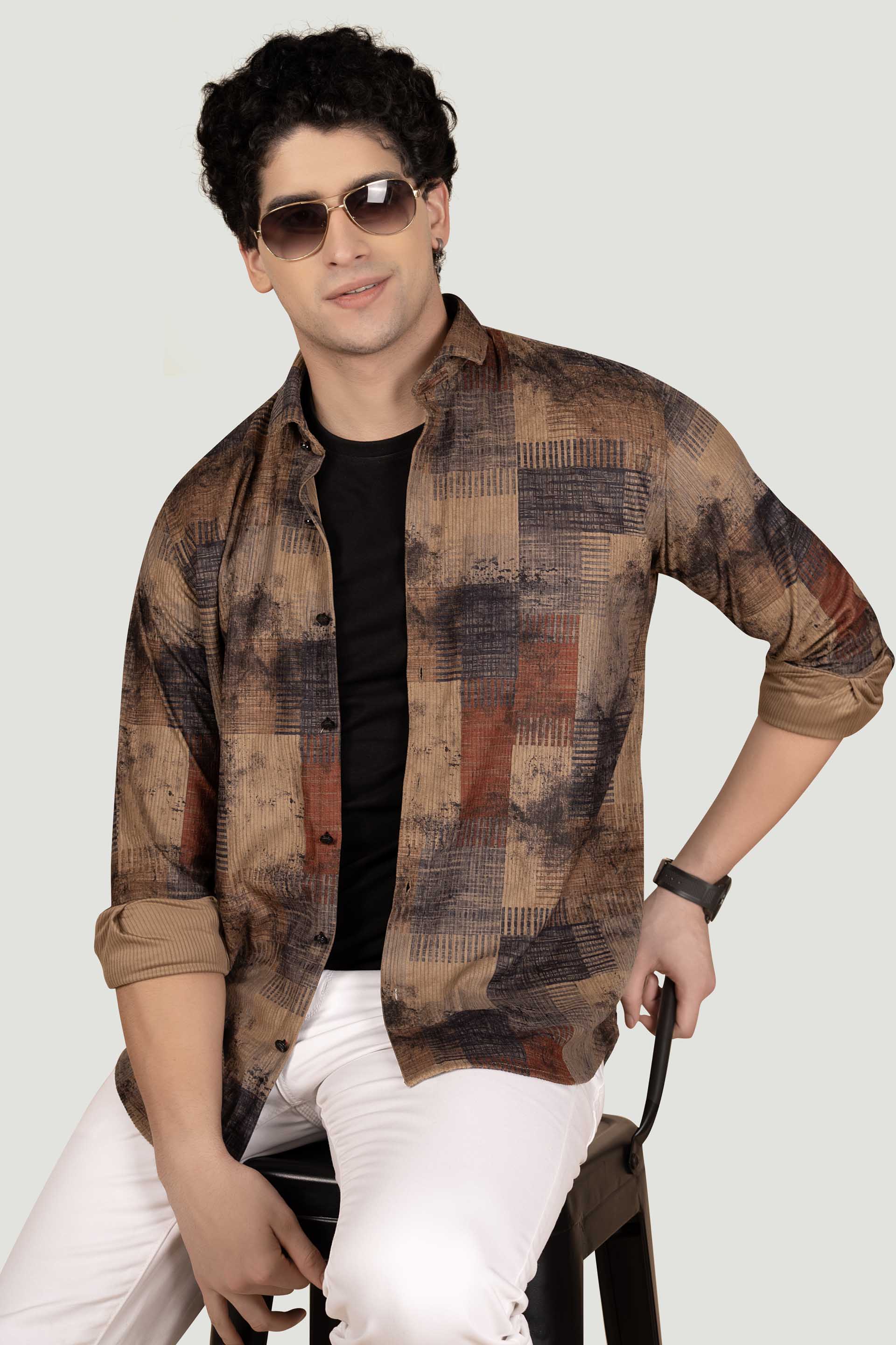 oliver-brown-print-corduroy-shirt