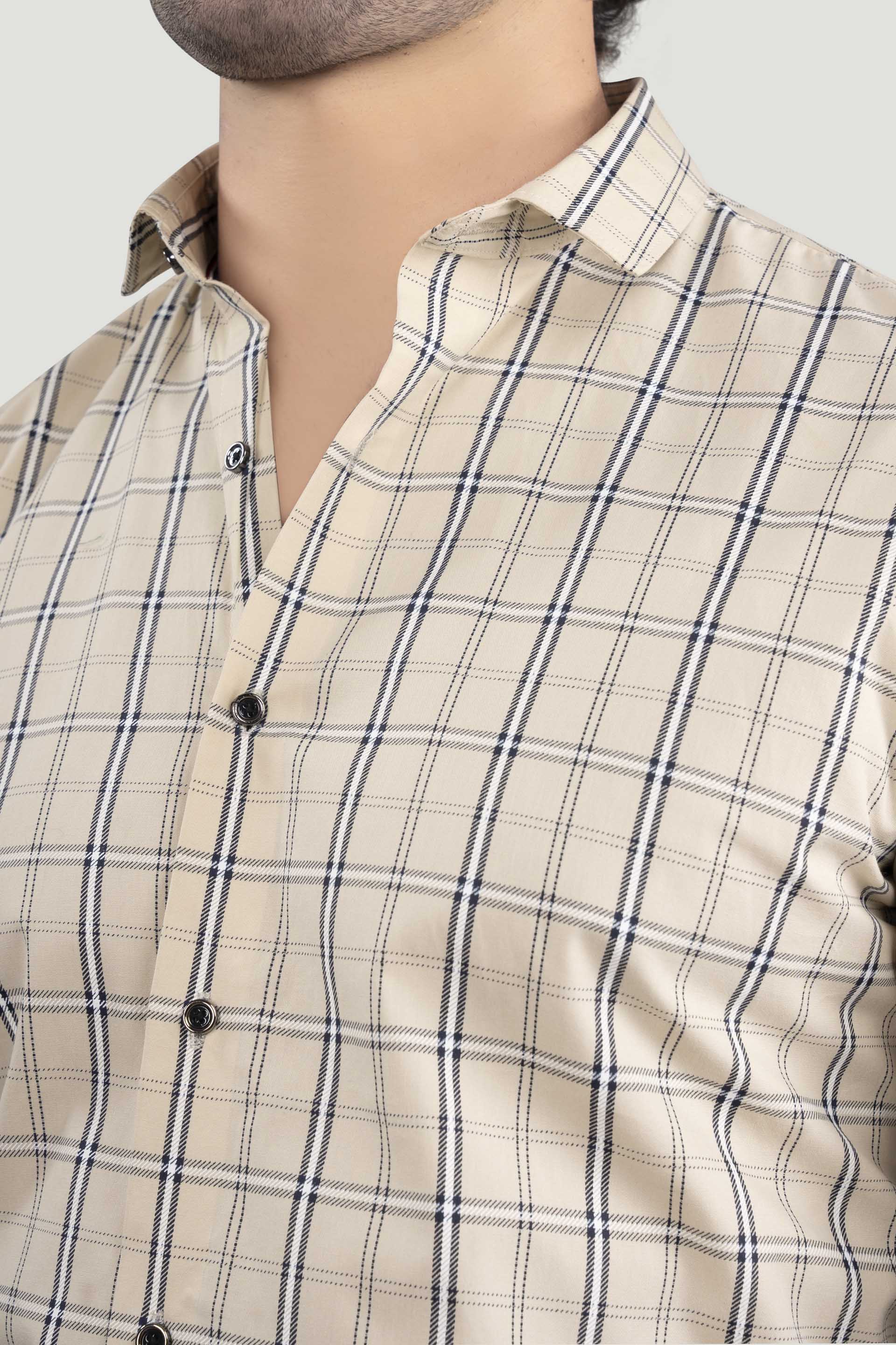 radiant-aram-cream-cotton-check-shirt