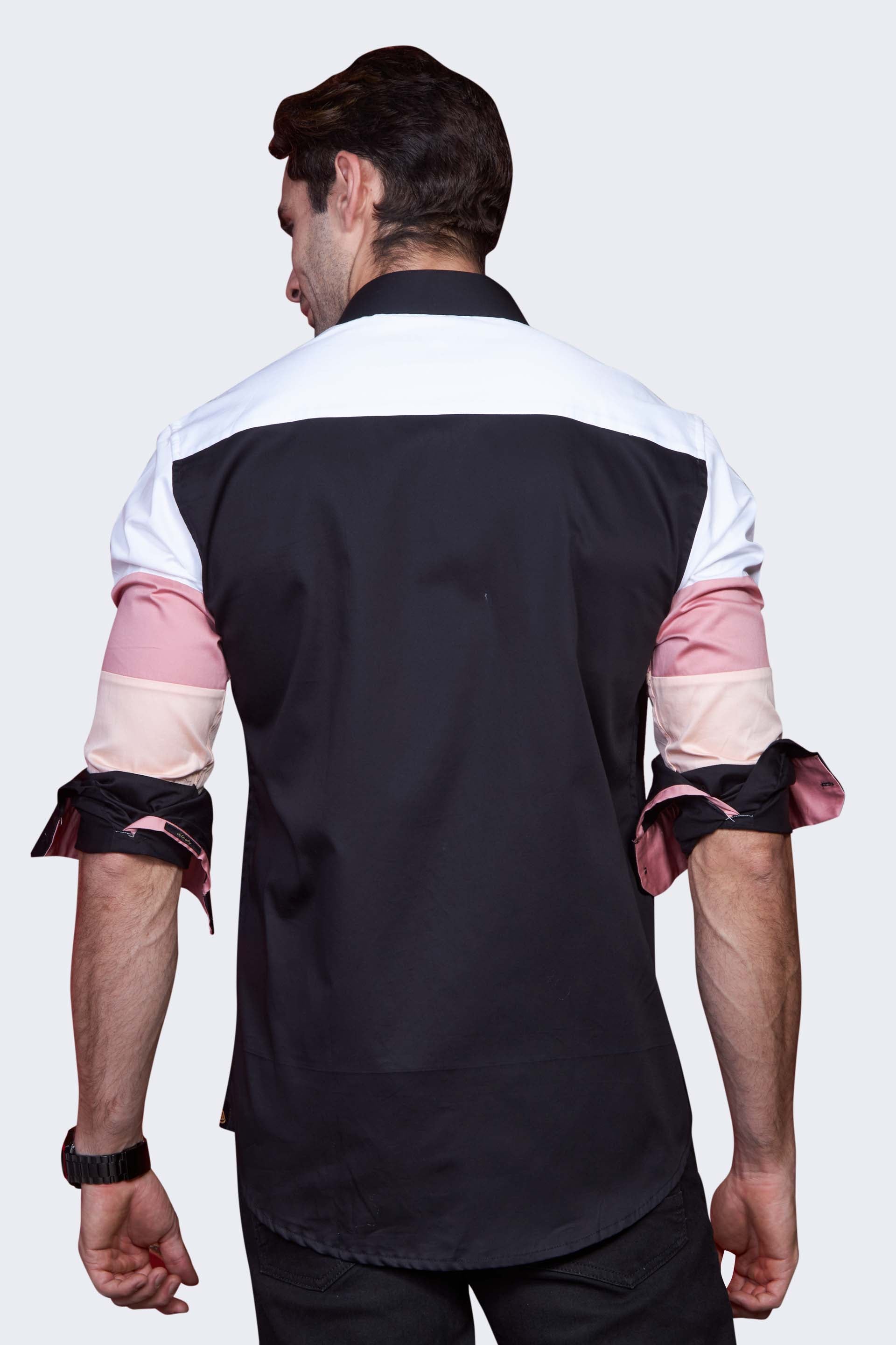 radiant-tricolor-sleeves-black-party-wear-shirt