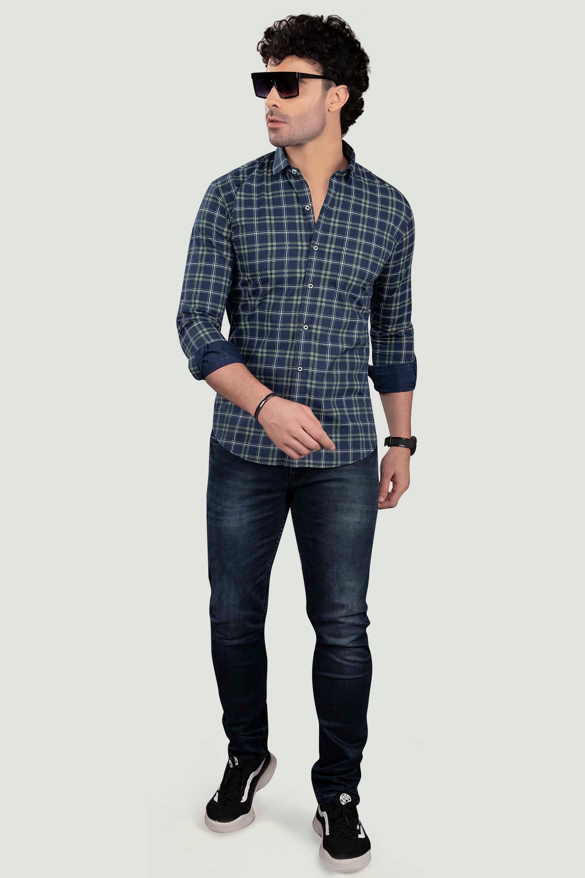 reasonable-georgiy-blue-cotton-check-shirt