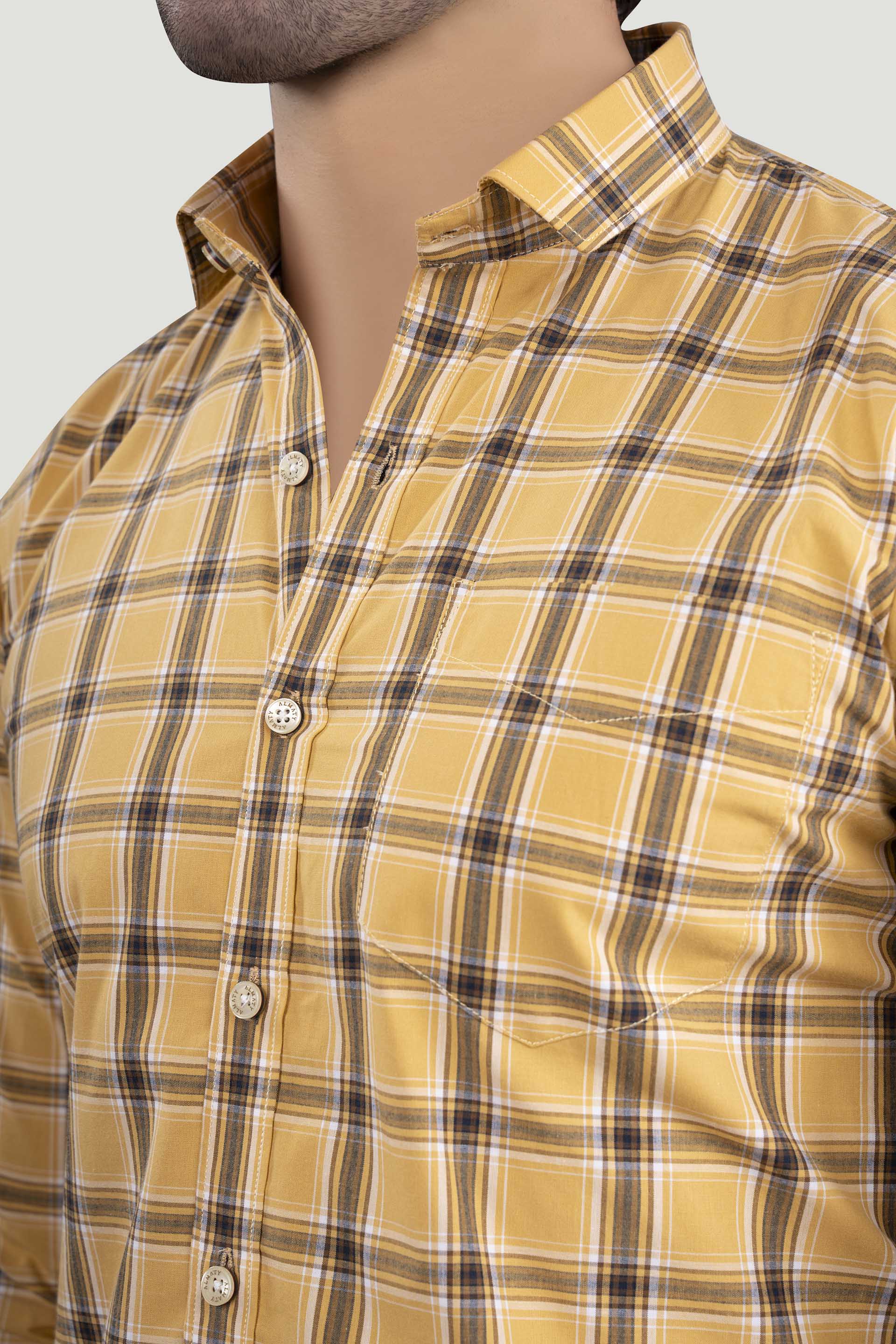 reasonable-michail-yellow-cotton-check-shirt