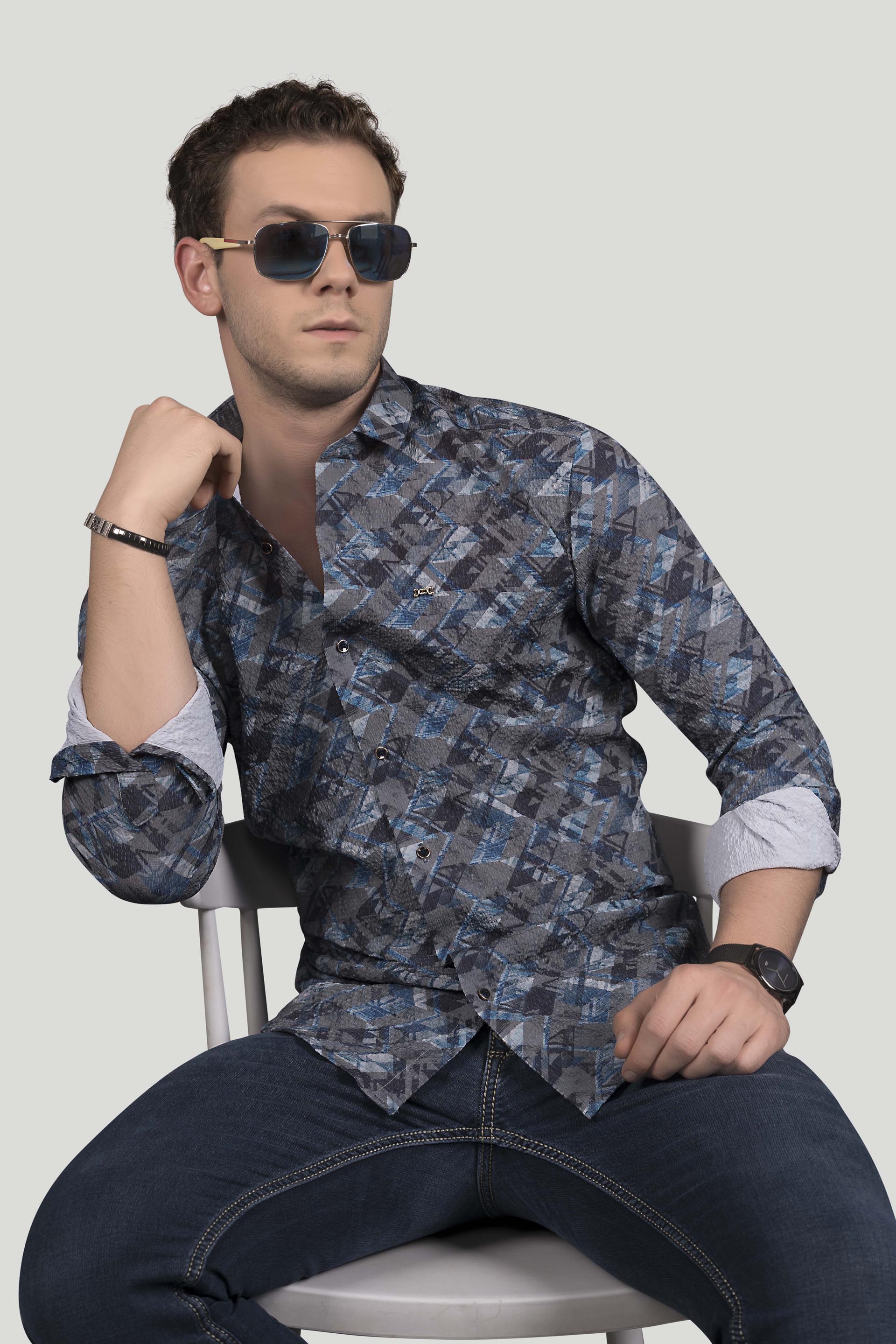 refined-alfredo-dark-grey-geometric-printed-shirt