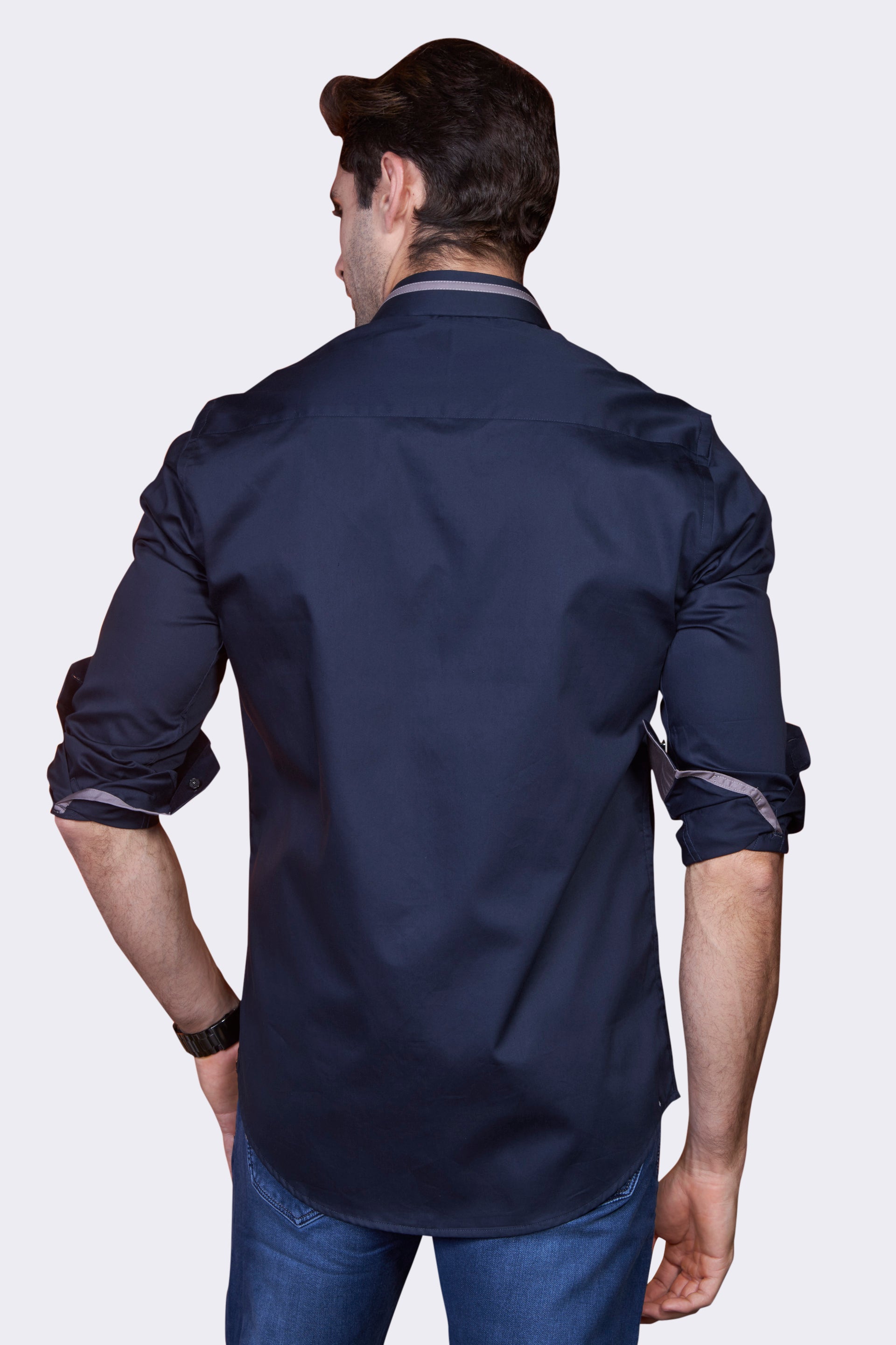 refined-azure-blue-solid-trim-party-wear-shirt