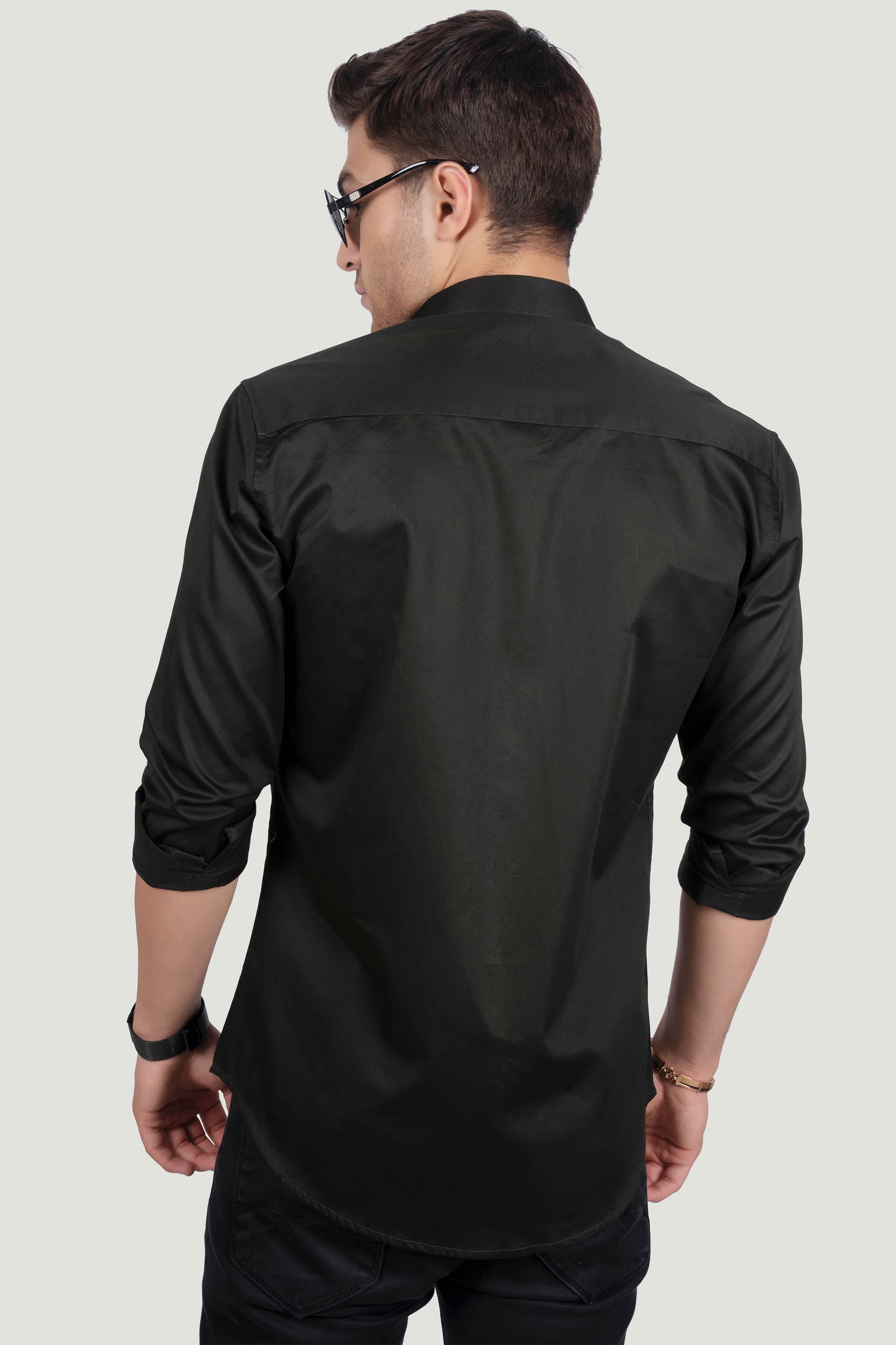 refined-giordano-dark-green-solid-shirt