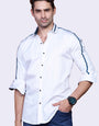 SAPPHIRE WHITE SOLID TRIM PARTY WEAR SHIRT