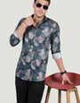 SAVERIO BLUE ABSTRACT PRINTED SHIRT