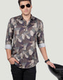 SEBASTIANO BROWN ABSTRACT PRINTED SHIRT