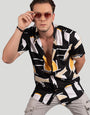 STANLEY GOLD BLACK VISCOSE PRINT- RESORT SHIRT