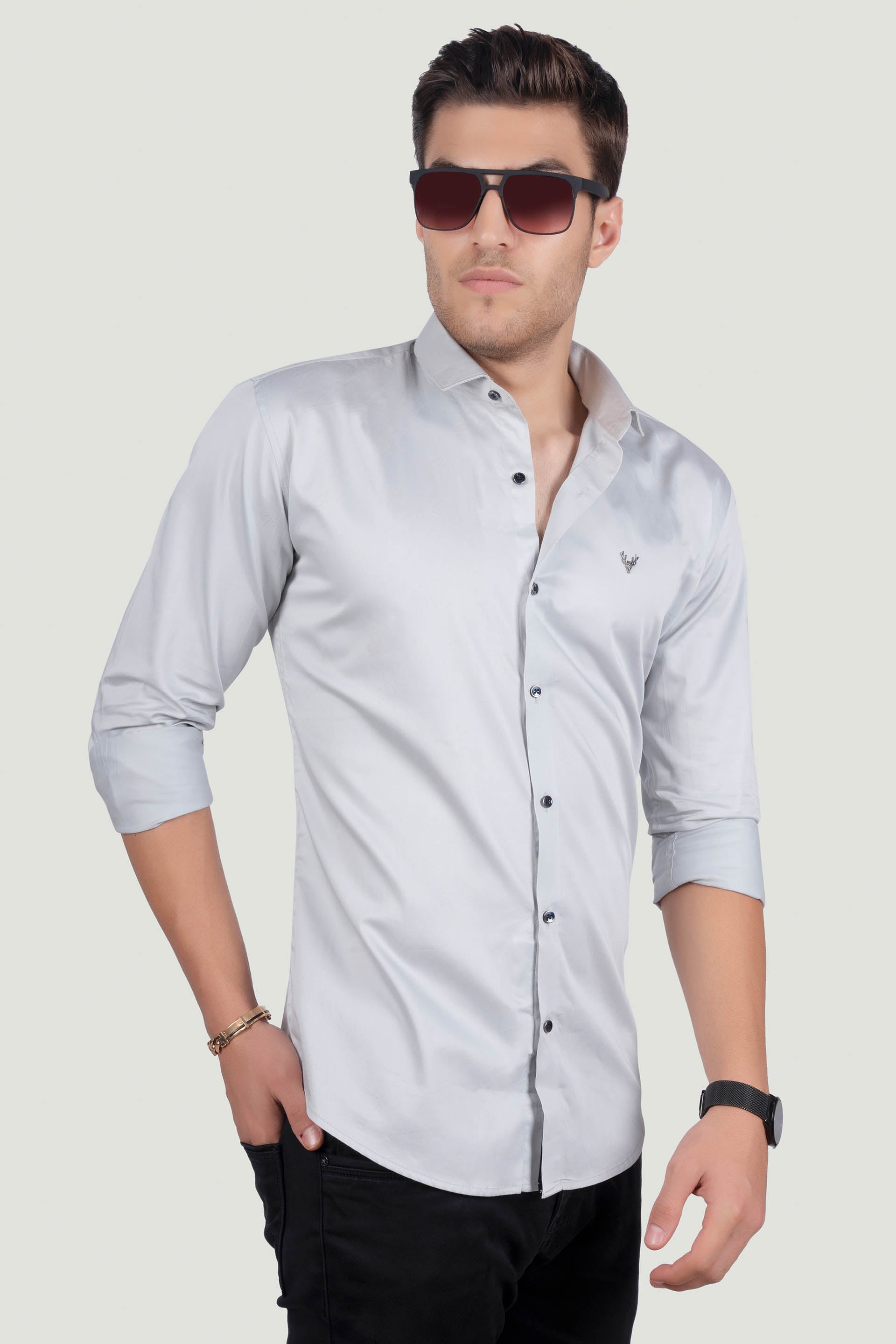 silky-franklin-grey-solid-shirt