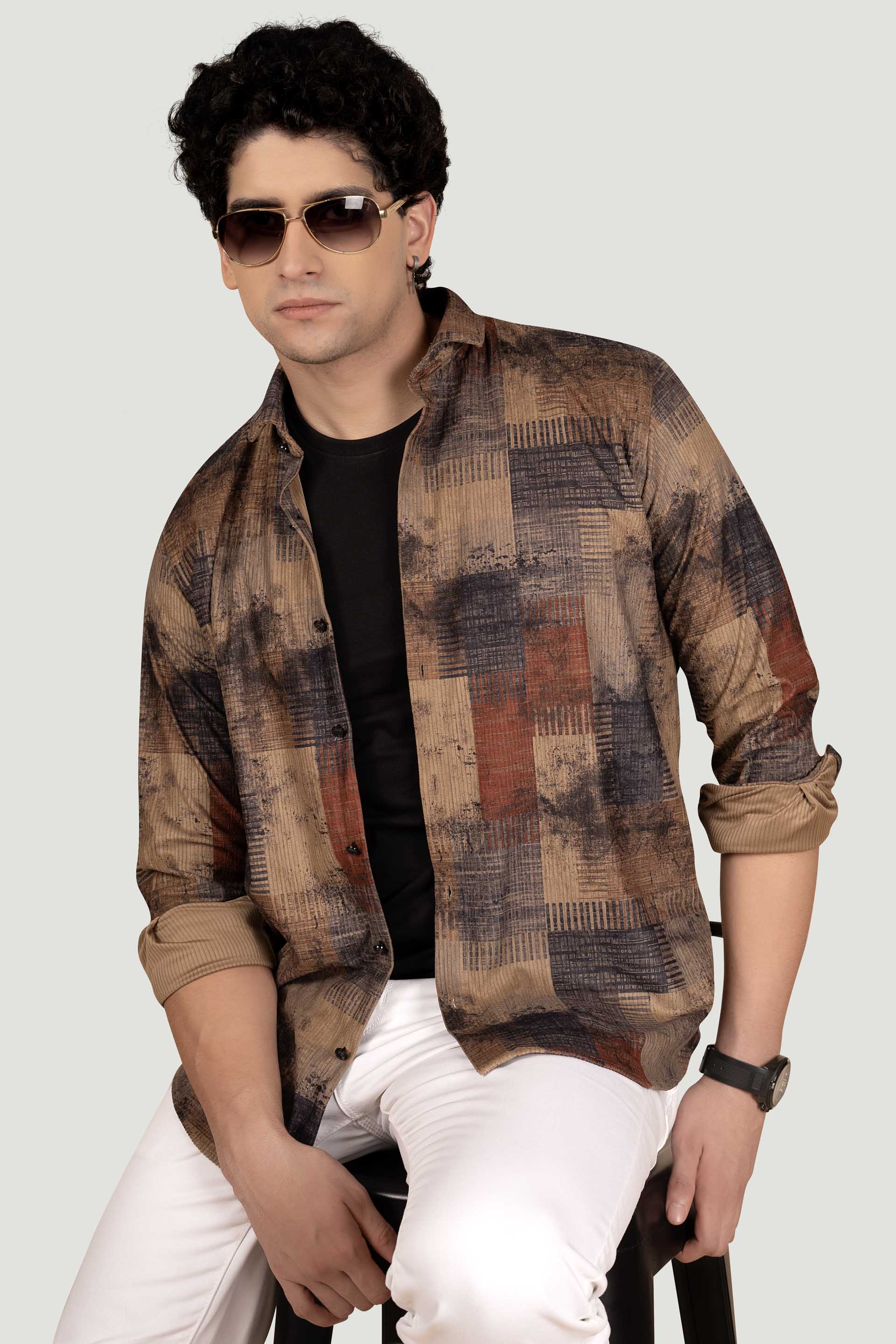 silky-oliver-brown-print-corduroy-shirt