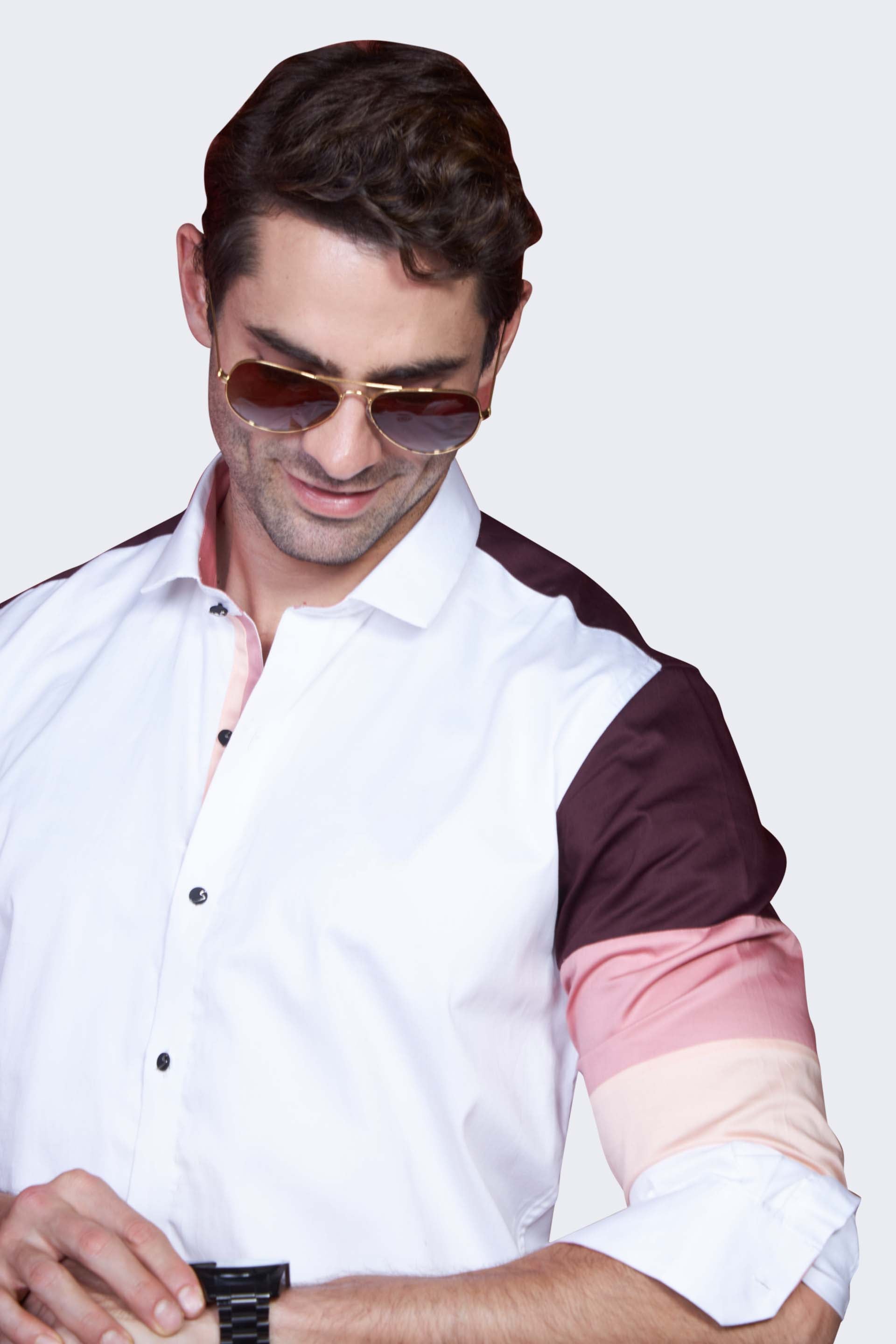 silky-tricolor-sleeves-white-party-wear-shirt