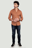 silky-tokyo-orange-cotton-check-shirt