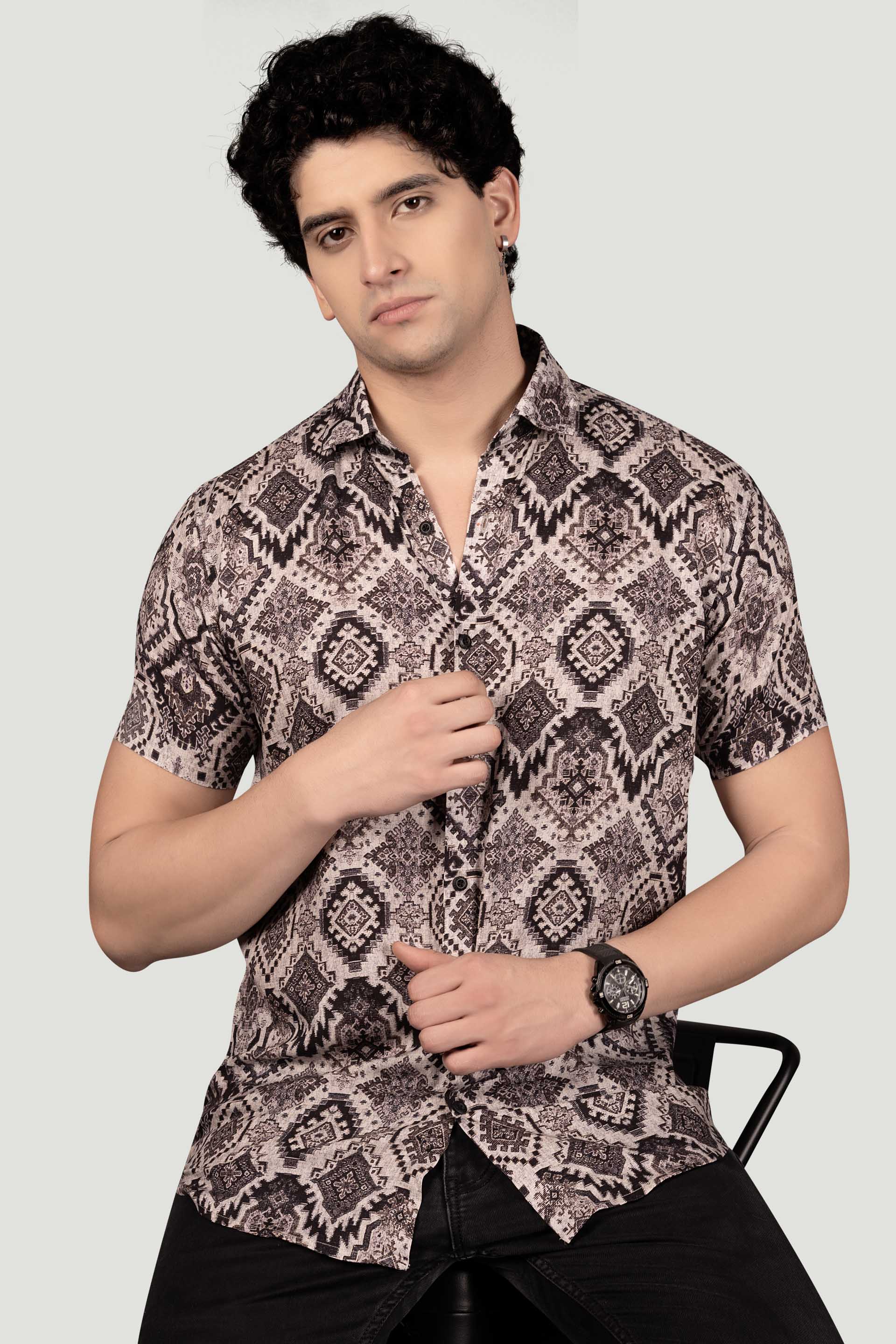 smart-aiden-brown-viscose-printed-shirt