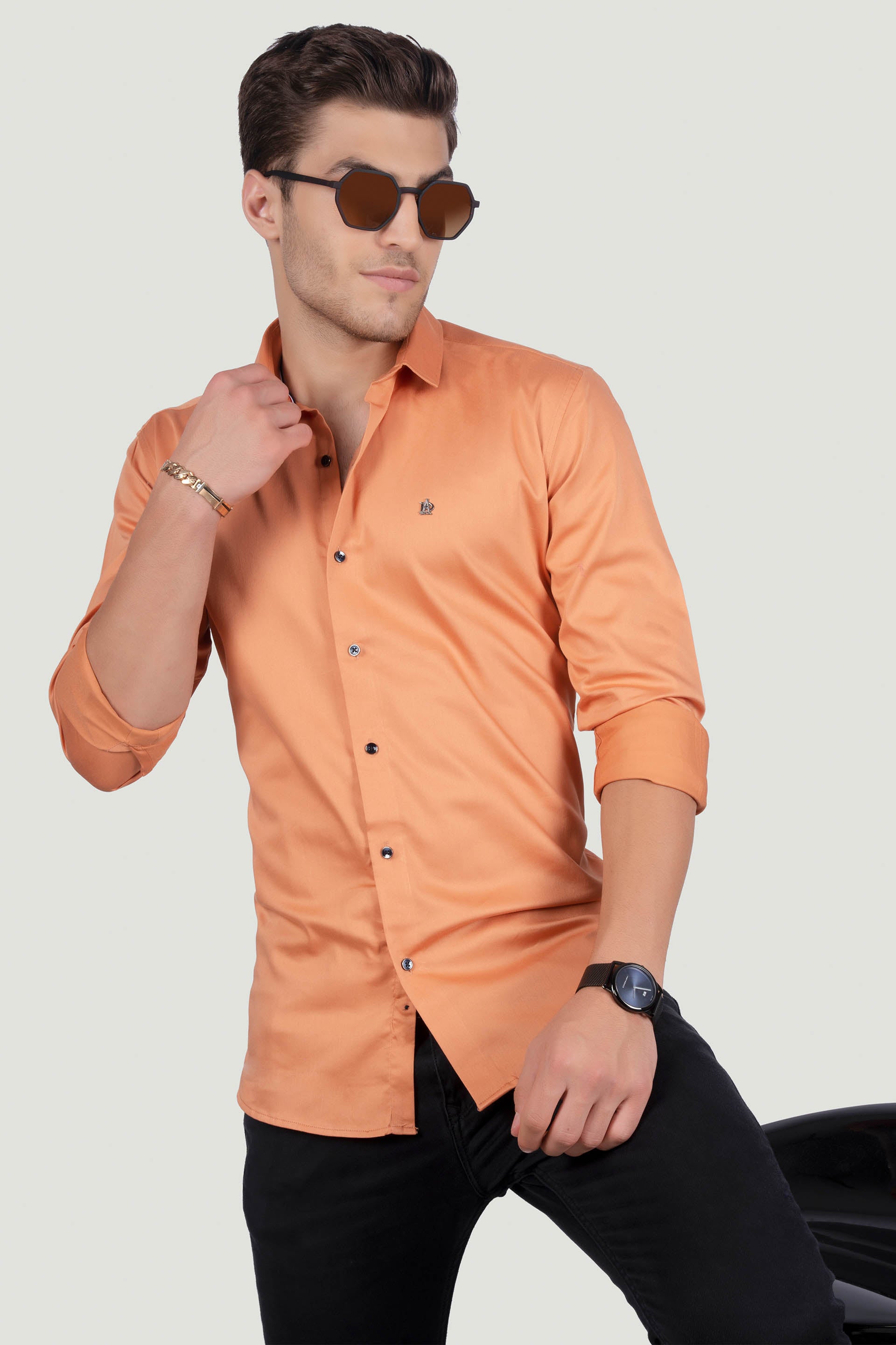 smart-ferdinando-orange-solid-shirt