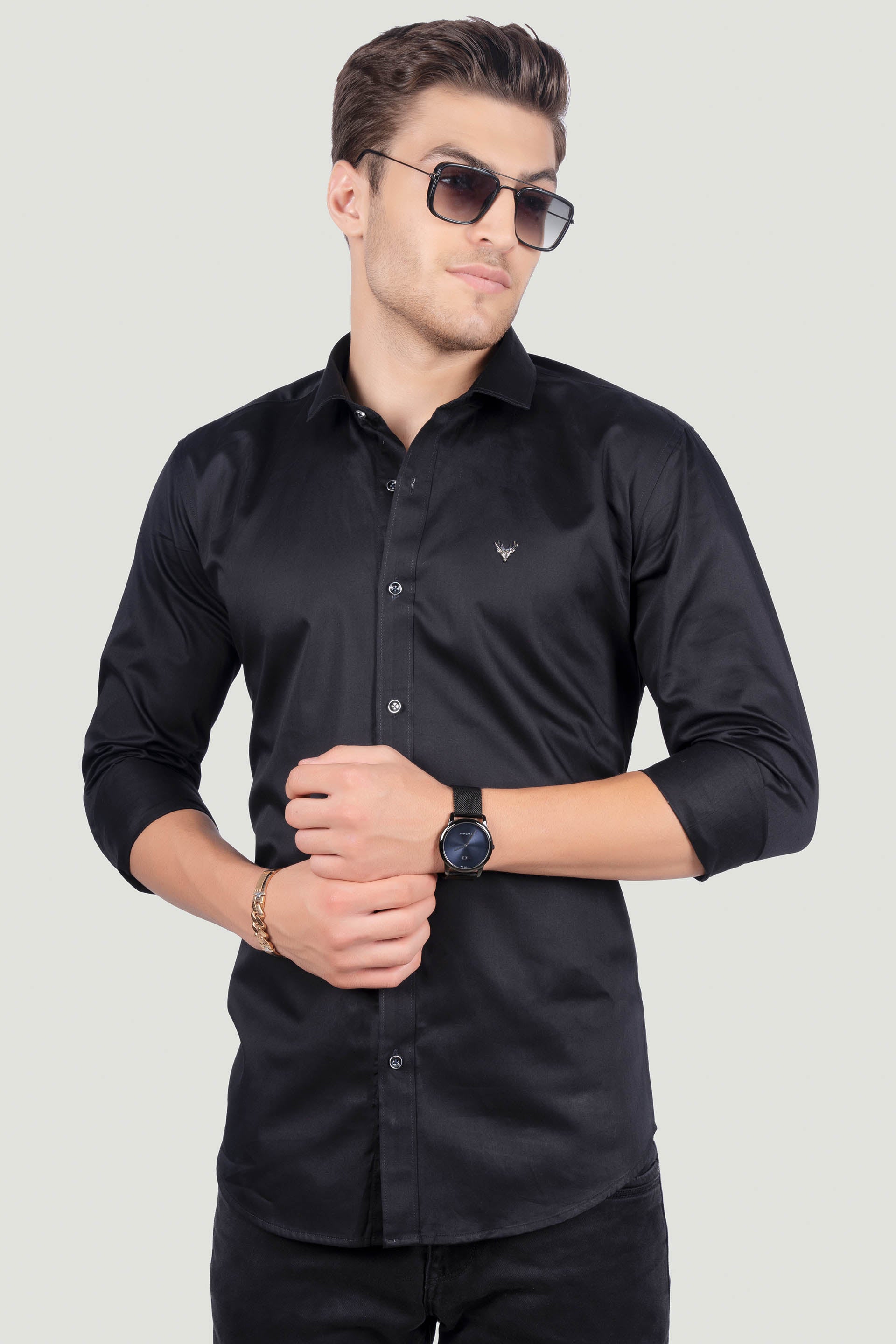 smart-gabriel-black-solid-shirt
