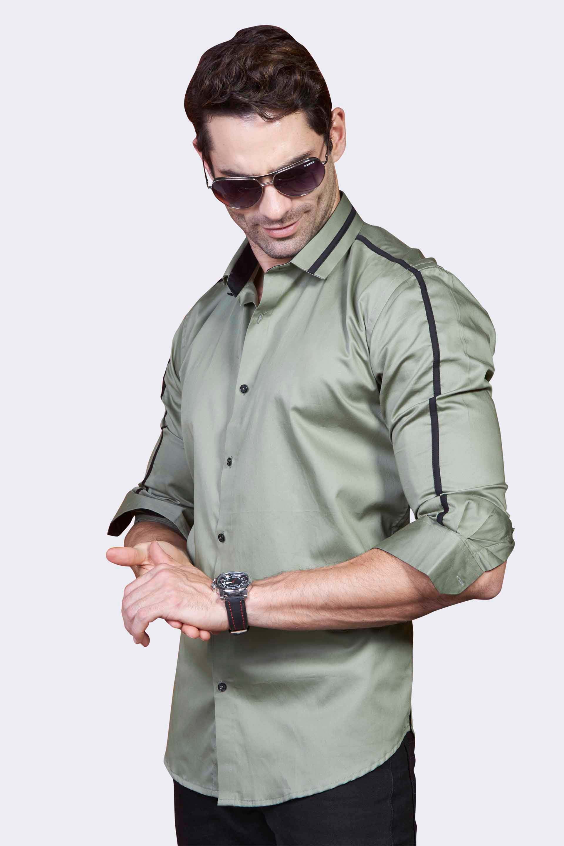 smart-twinline-olive-party-wear-shirt