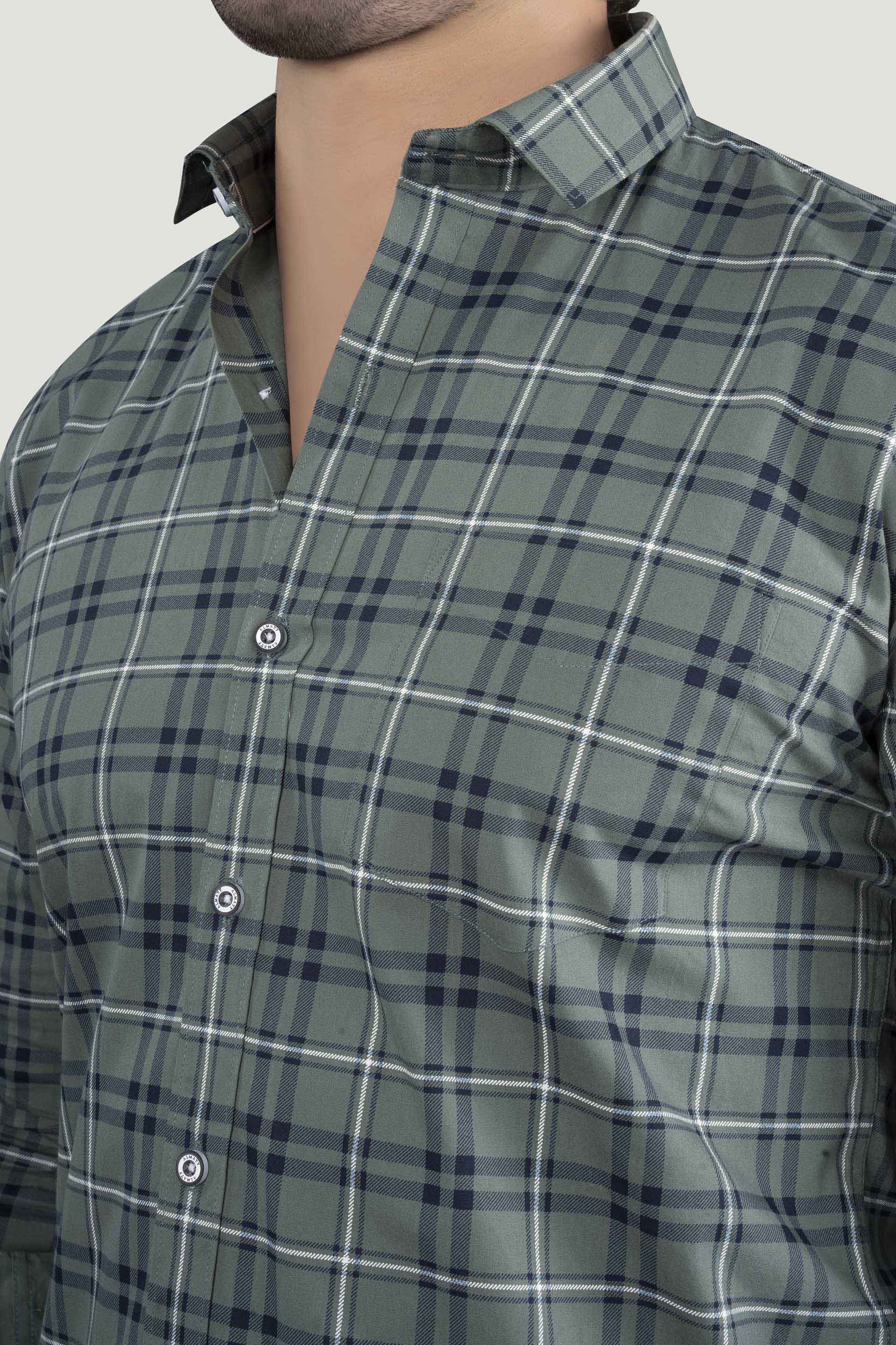 sophisticated-gleb-light-green-cotton-check-shirt