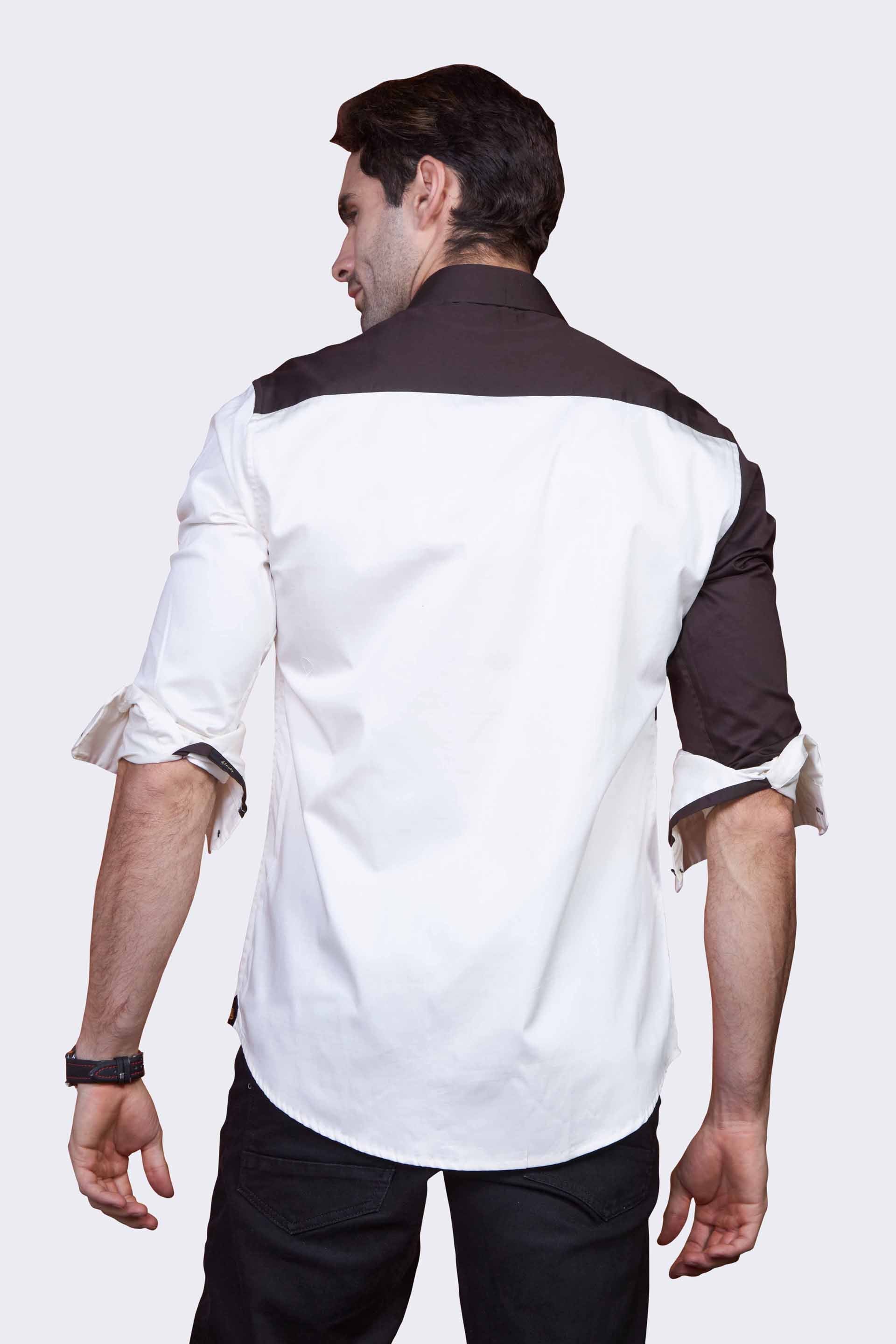 sophisticated-mocha-split-party-wear-shirt