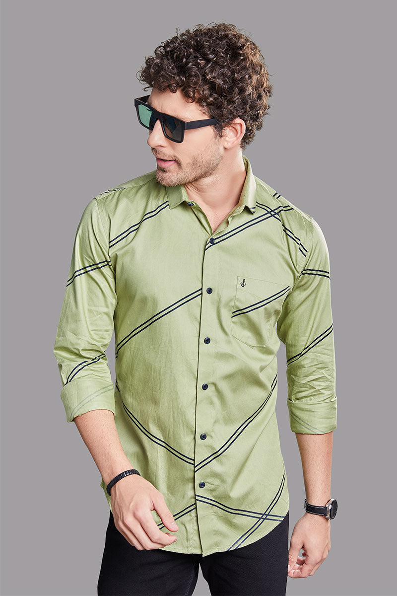 stavros-green-strip-printed-shirt