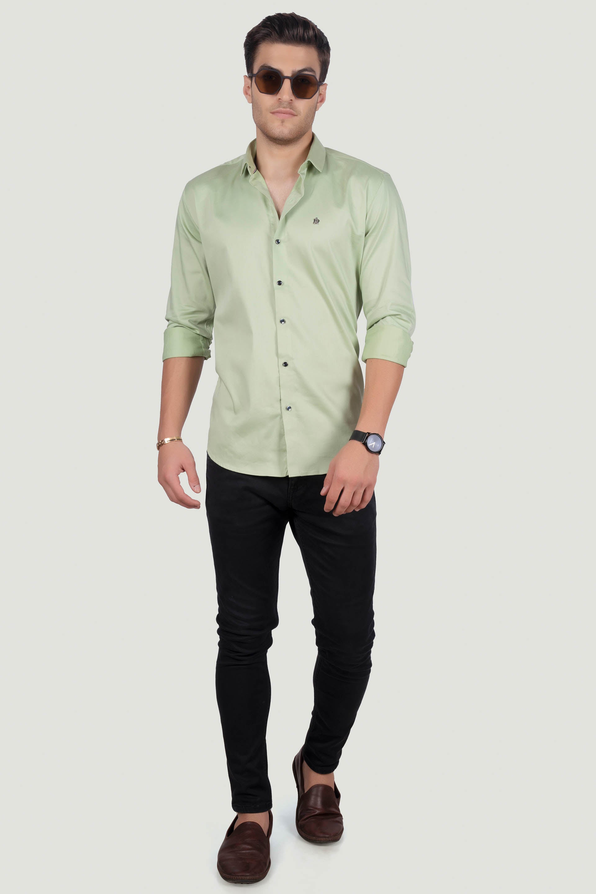 style-domenico-green-solid-shirt