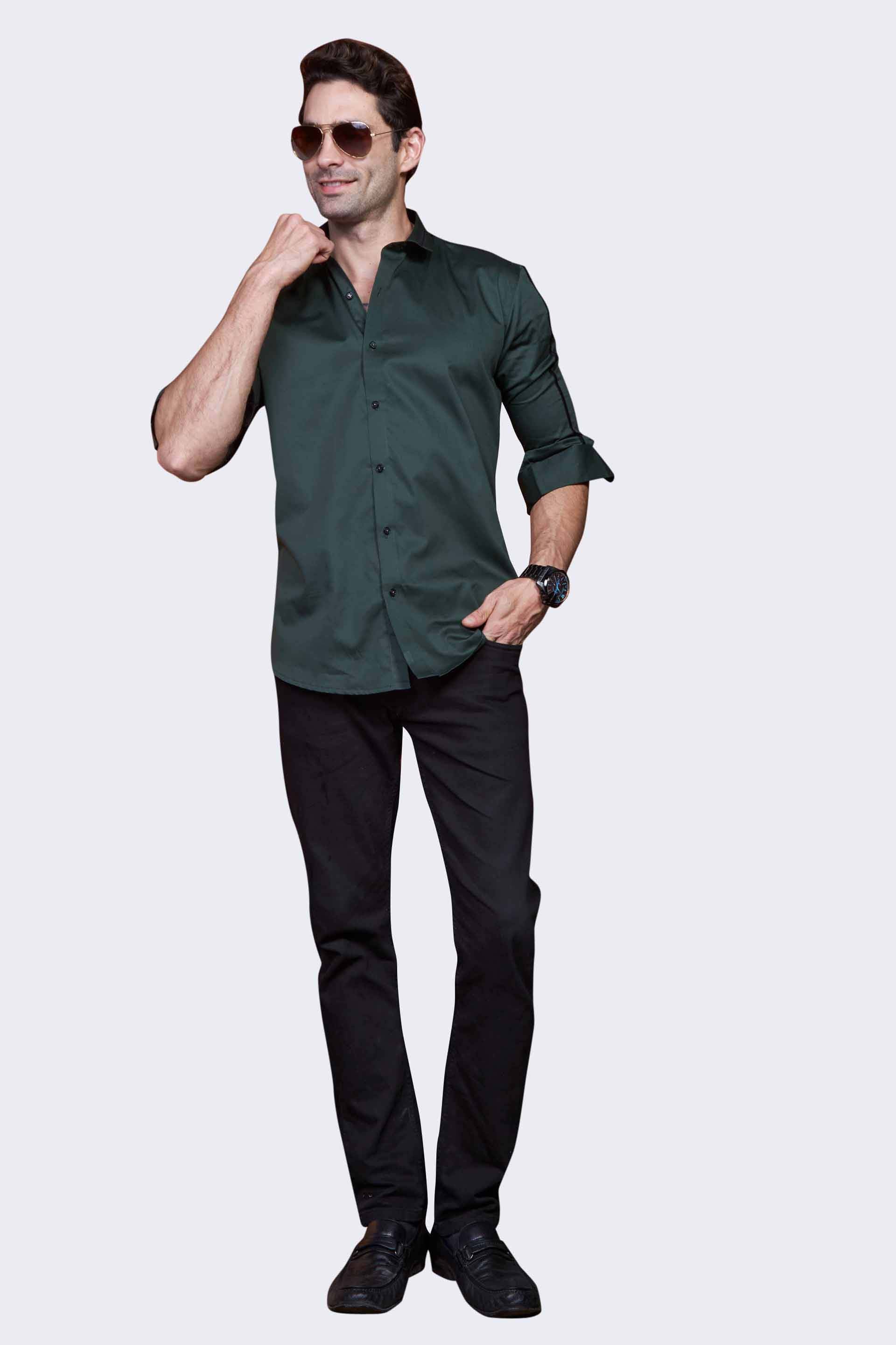 style-emerald-green-solid-trim-party-wear-shirt