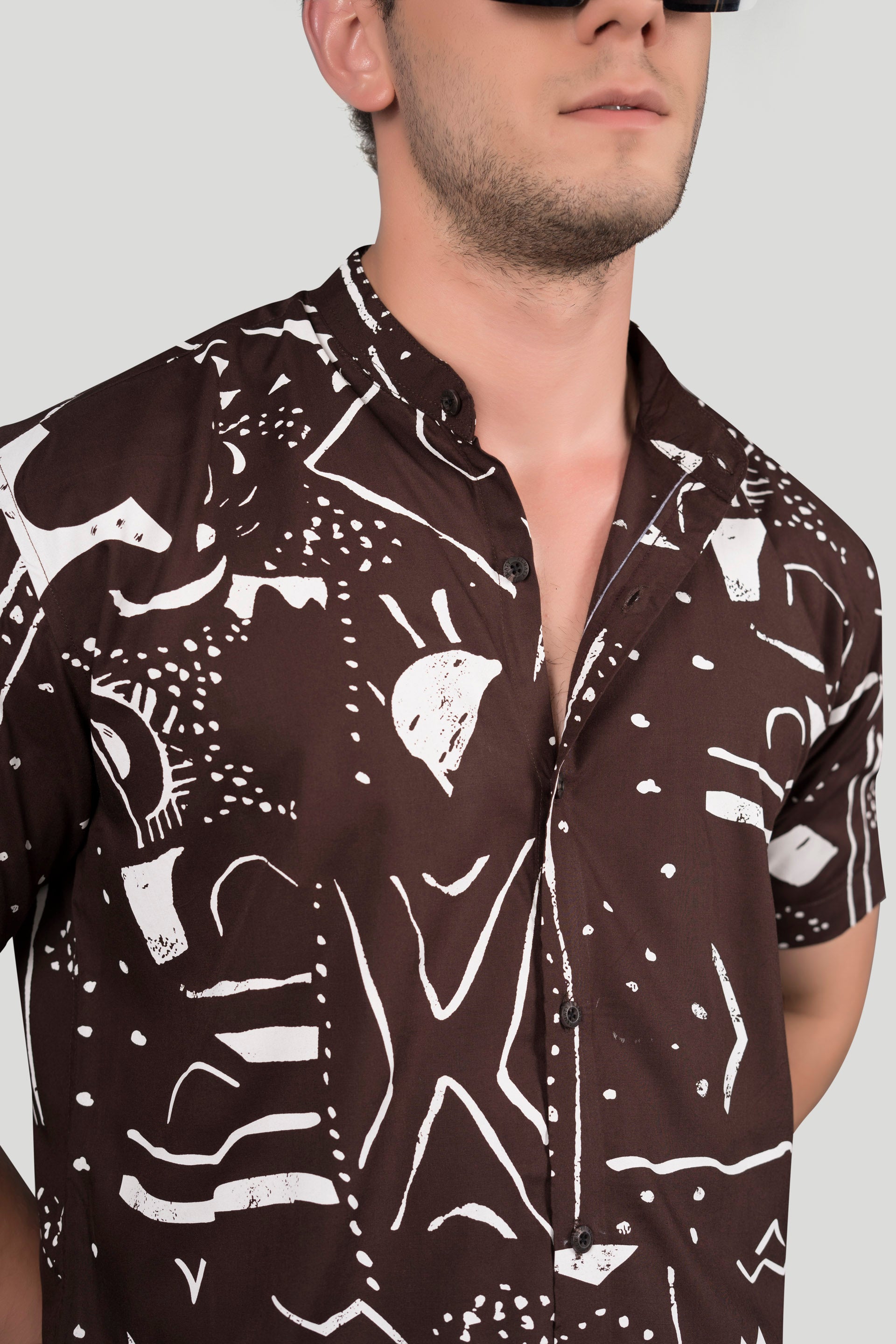 style-lance-brown-viscose-print-resort-shirt