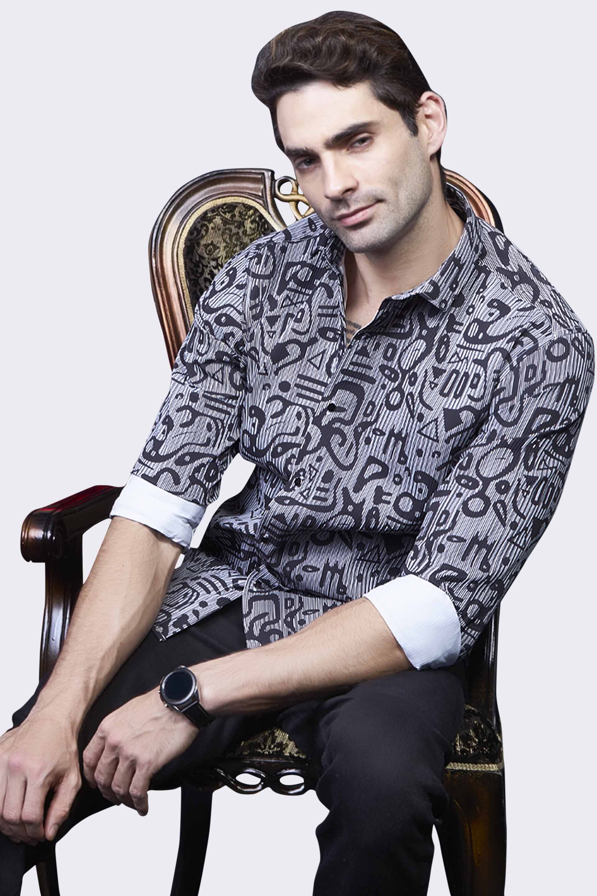 style-senses-black-abstract-printed-shirt