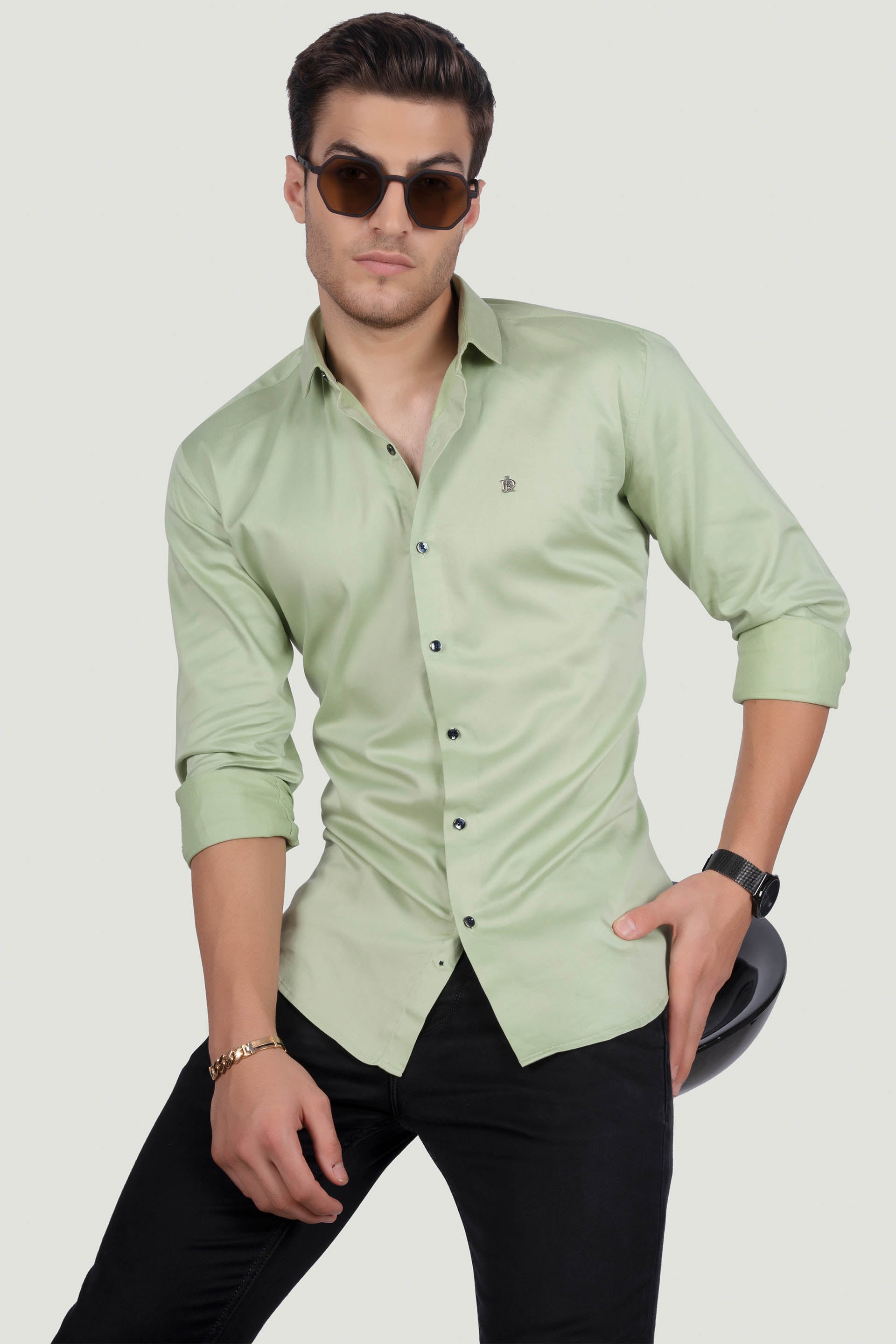 stylish-domenico-green-solid-shirt