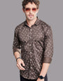 Sylvain Brown Abstract Printed Shirt