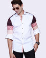Tricolor Sleeves White Party Wear Shirt