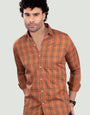 Tokyo Orange Cotton Check Shirt