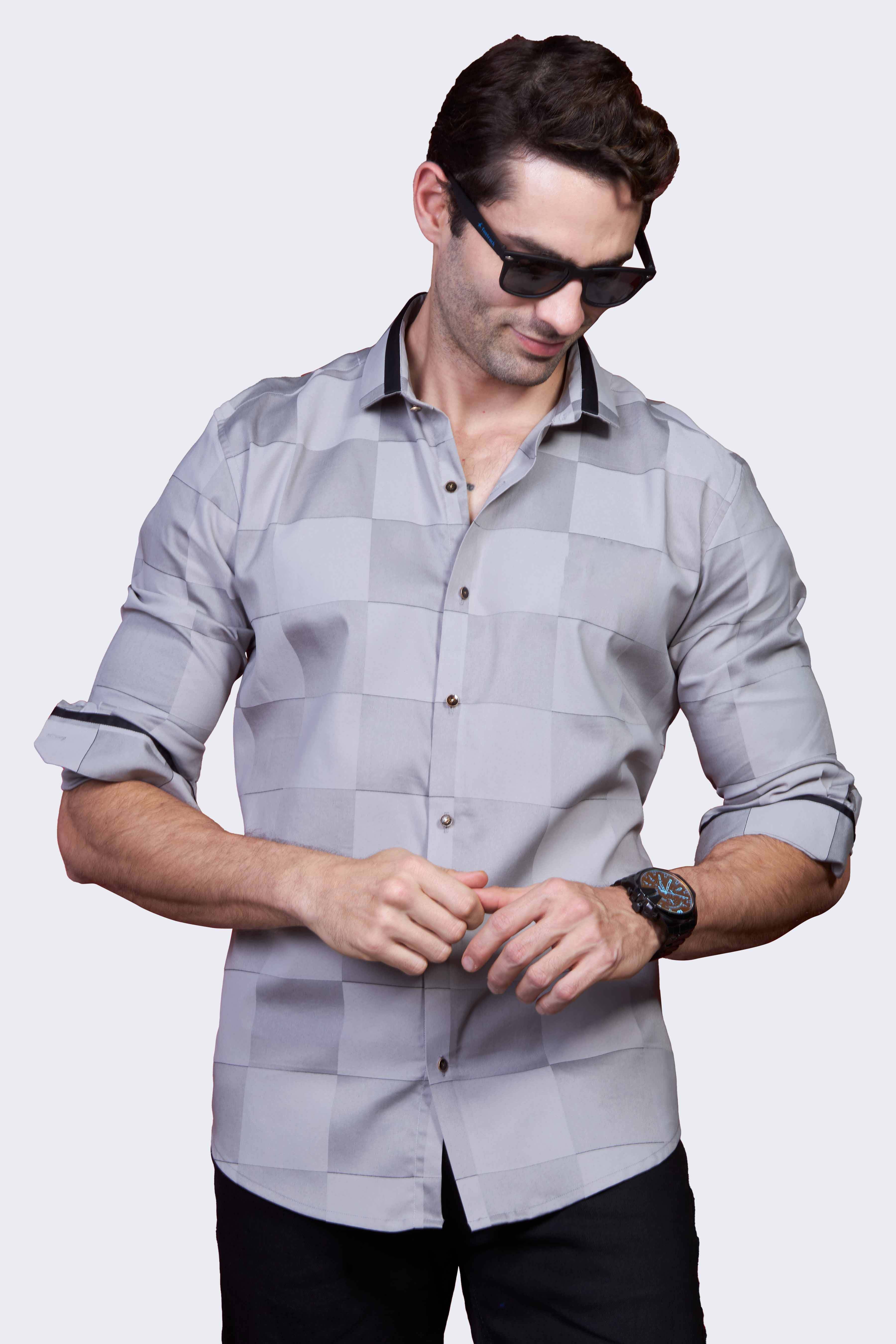 trendy-charcoal-grid-party-wear-shirt