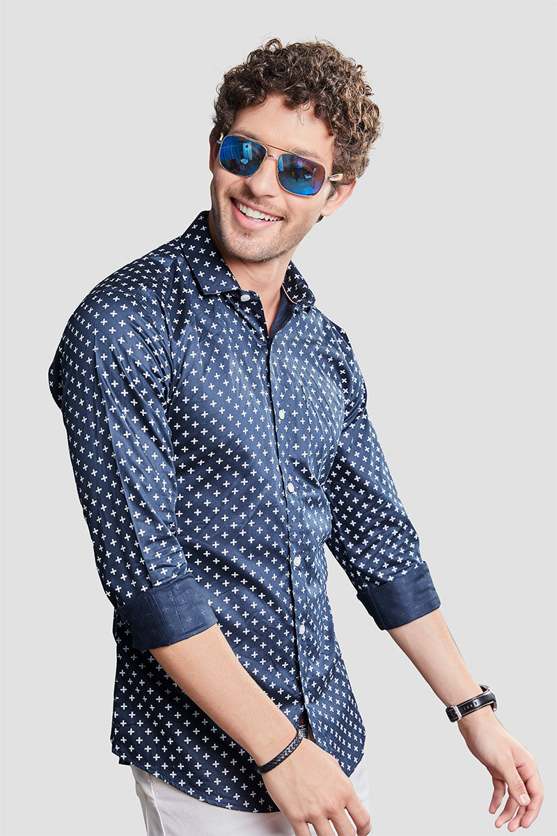 trendy-eduardo-navy-blue-printed-shirt