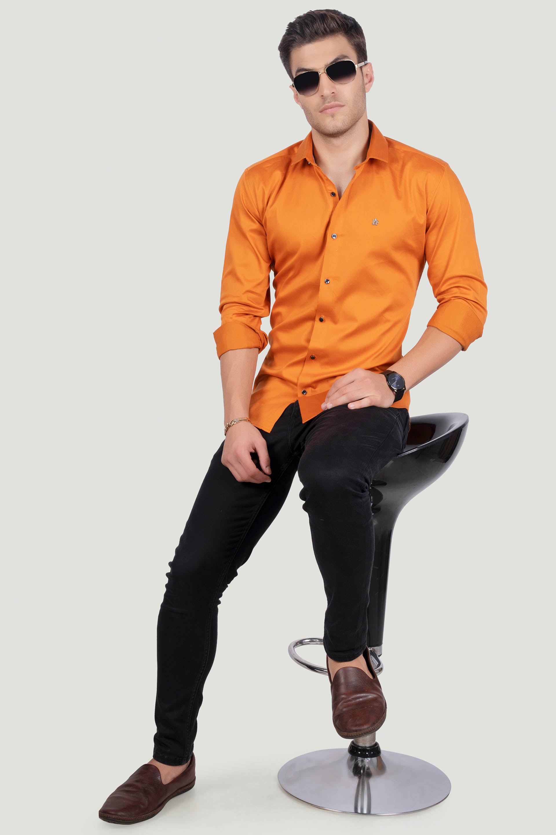 trendy-fiorenzo-dark-orange-solid-shirt