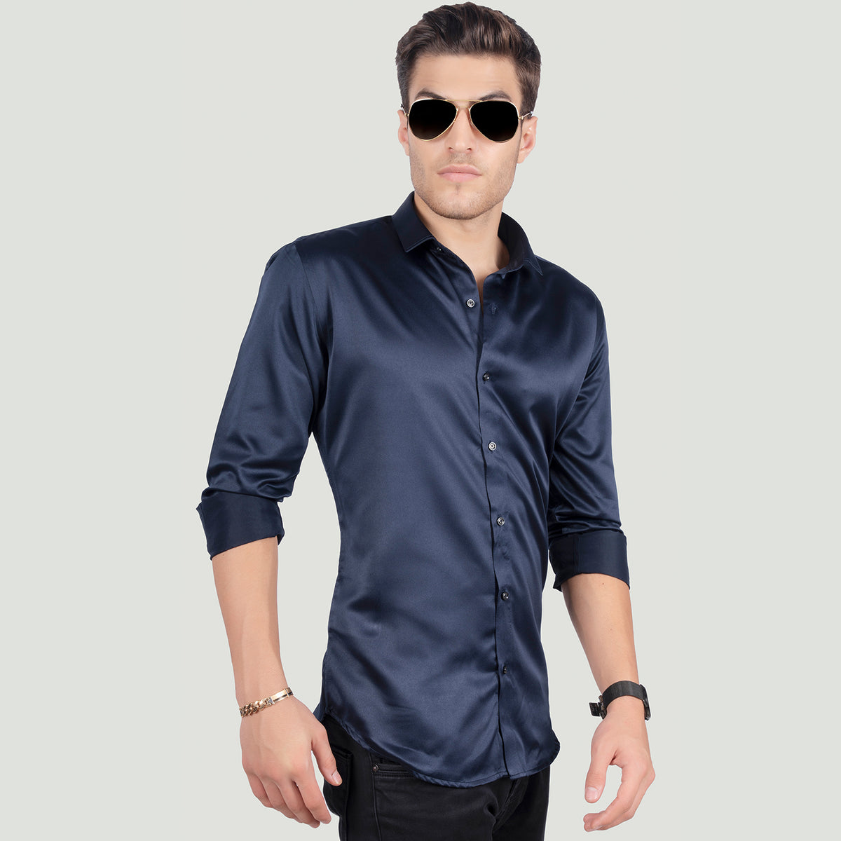 vito-navy-blue-solid-shirt