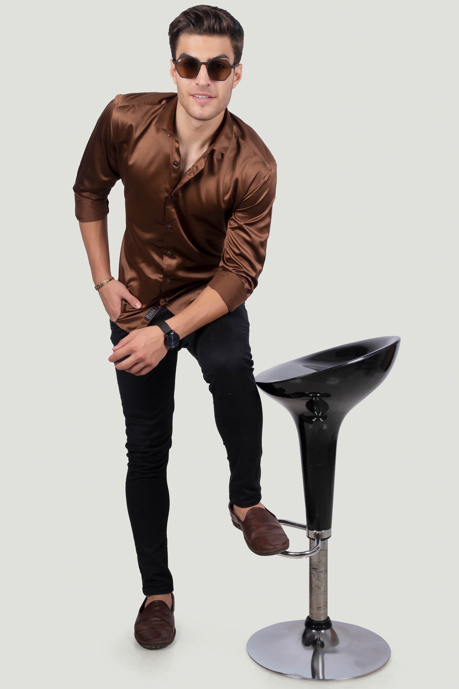 vibrant-calogero-brown-solid-shirt