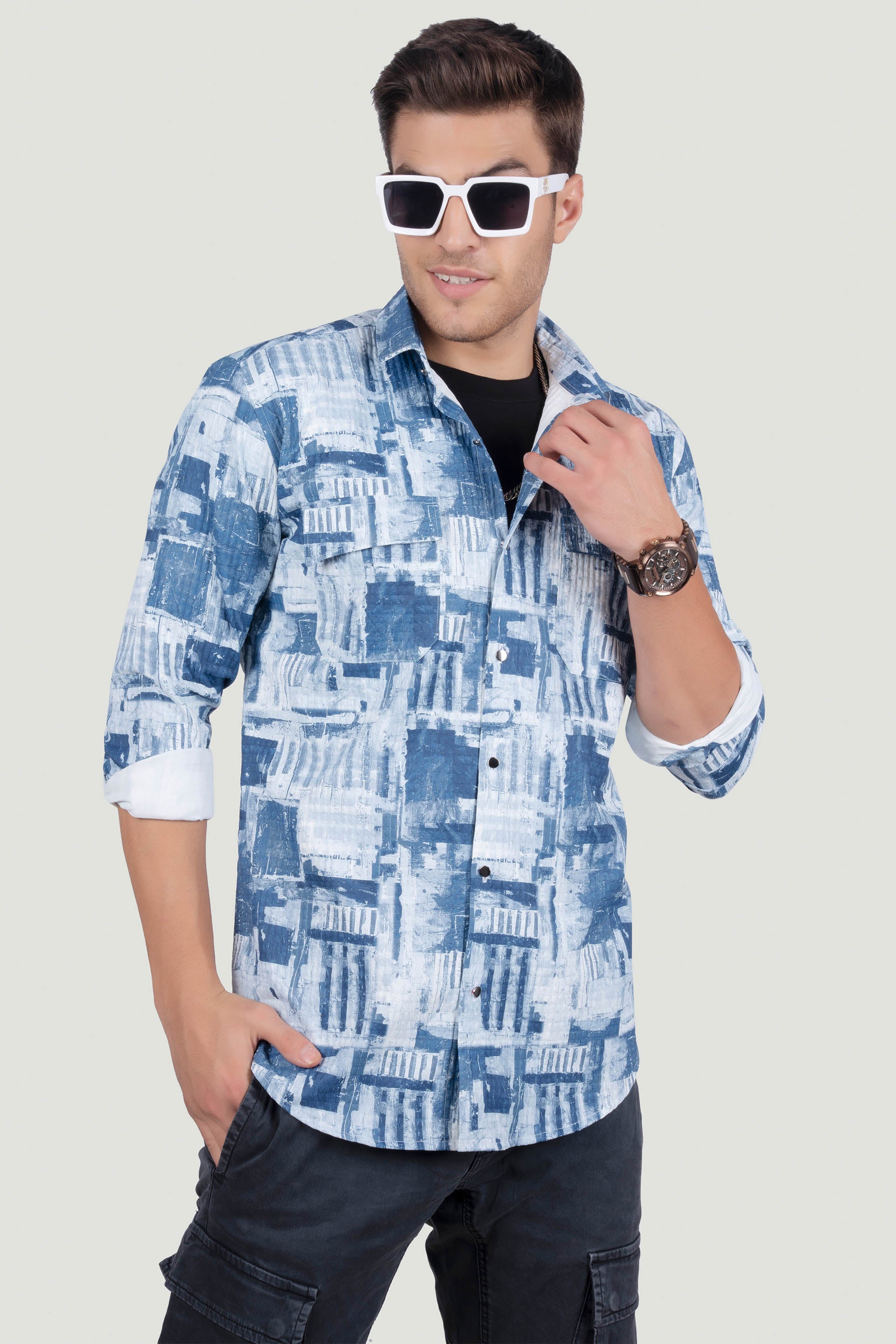 vibrant-double-pocket-george-blue-overshirt-printed-shirt