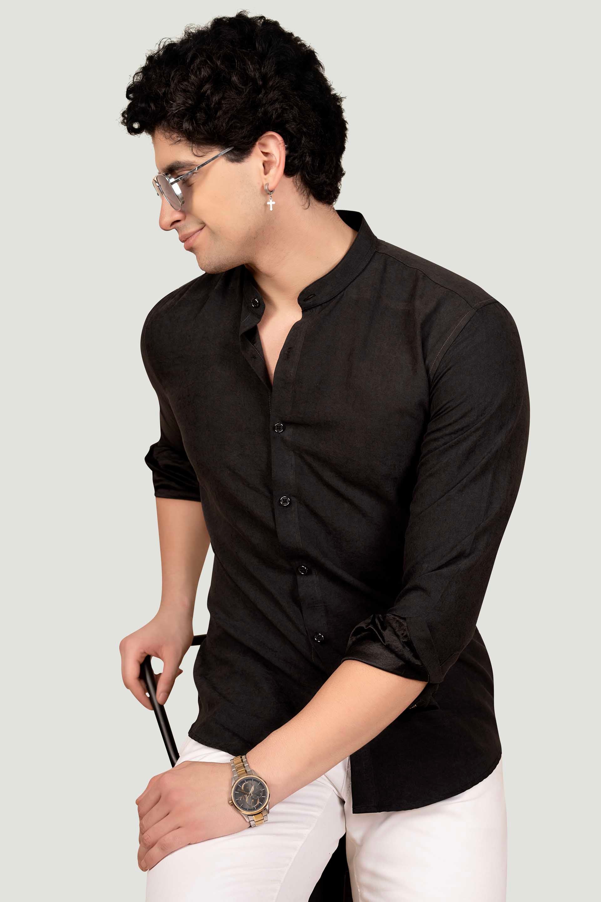 vibrant-theo-black-solid-shirt