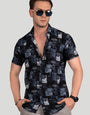 Westley Blue Viscose Print - Resort Shirt
